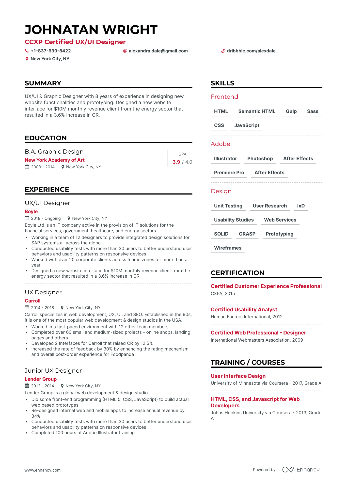 UX Designer Resume Examples Guide For Layout Skills Keywords Job Description