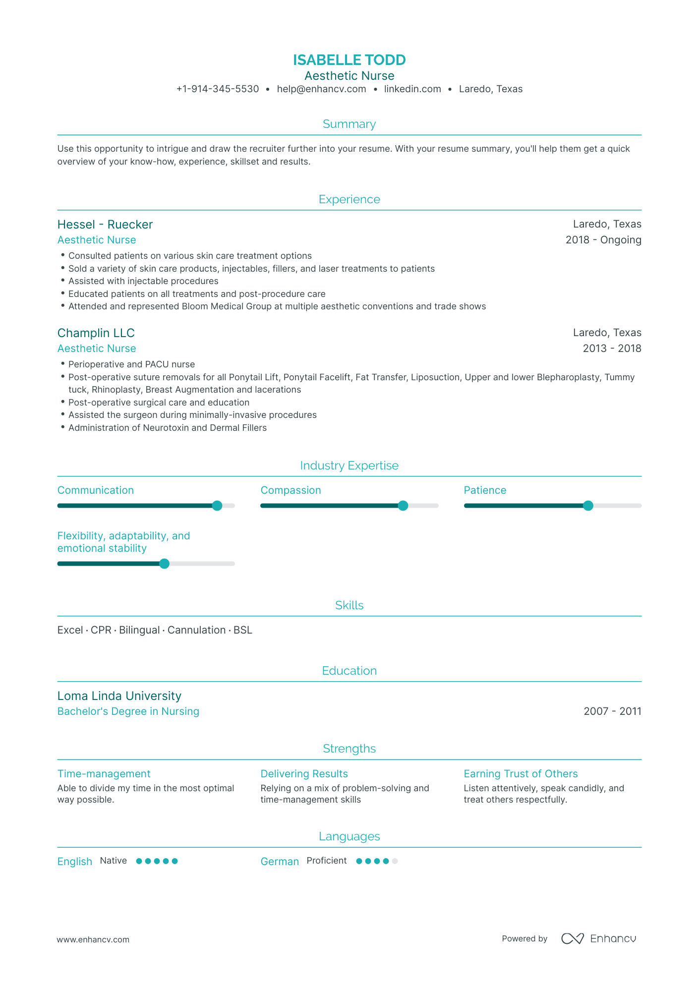 Aesthetic Nurse Resume Examples Guide For Layout Skills