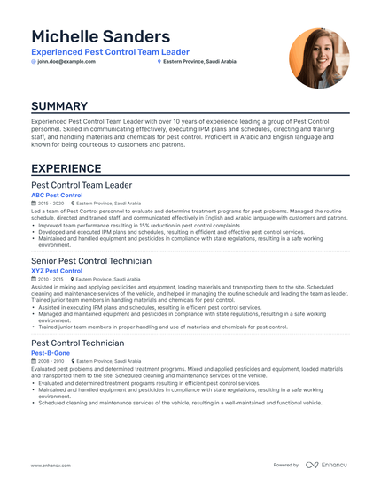 5 Pest Control Resume Examples Guide For 2023