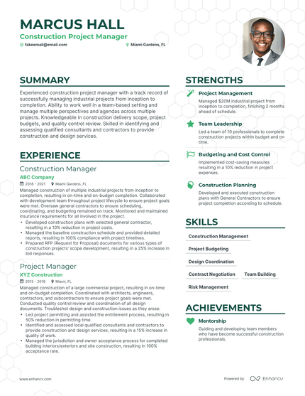 Construction Project Manager Resume Examples Guide For