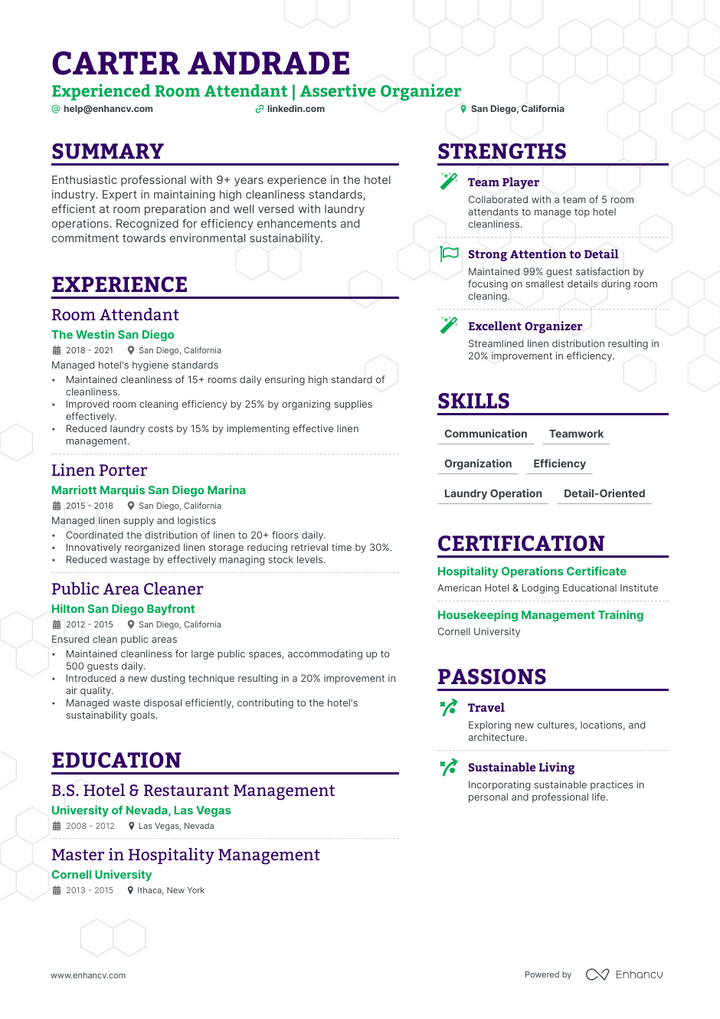 Hotel Housekeeping Resume Examples Guide For