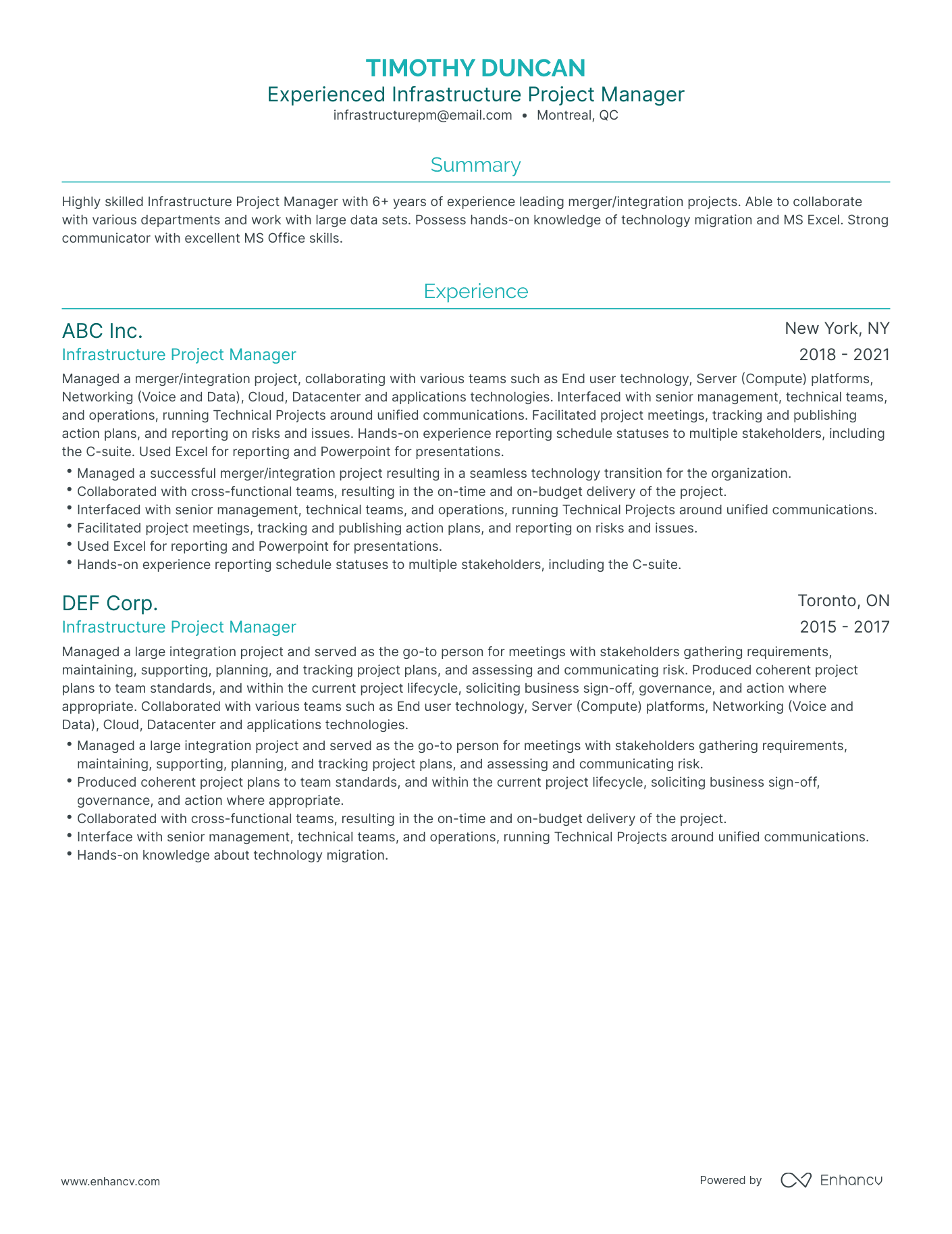 Infrastructure Project Manager Resume Examples Guide For