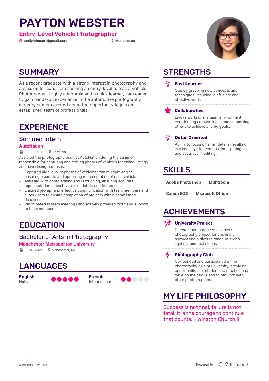Photographer Cv Examples For