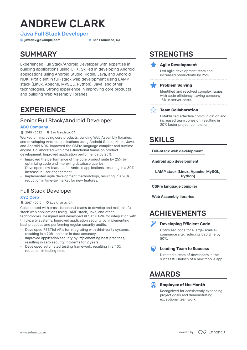 Java Full Stack Developer Resume Examples Guide For