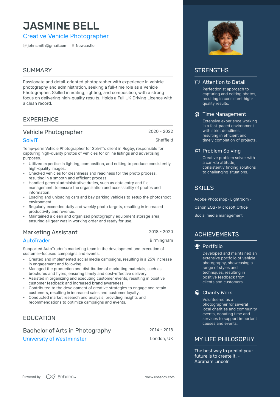 Photographer Cv Examples For