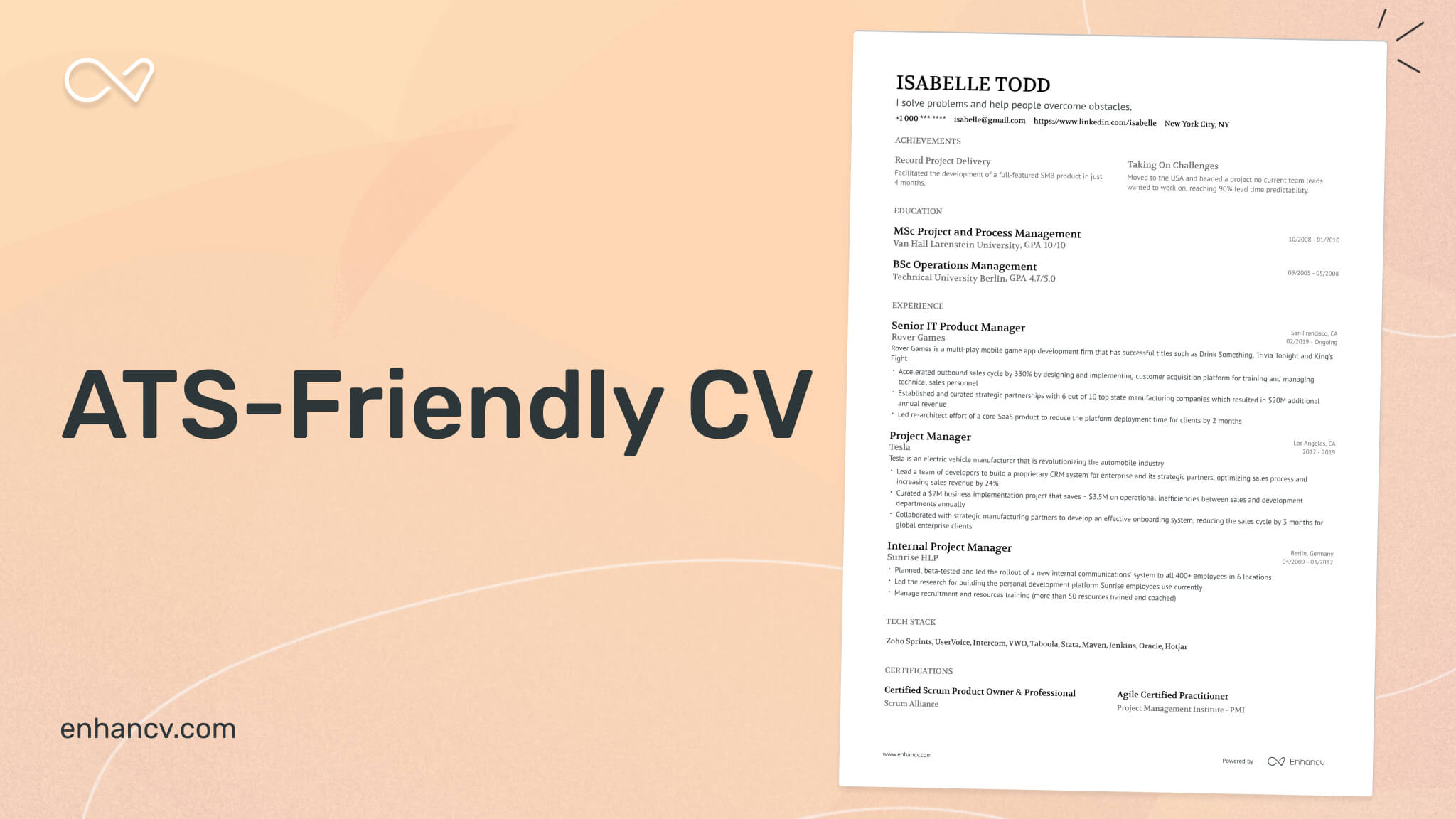 The Best ATS Friendly CV Examples ATS Compliant Template 