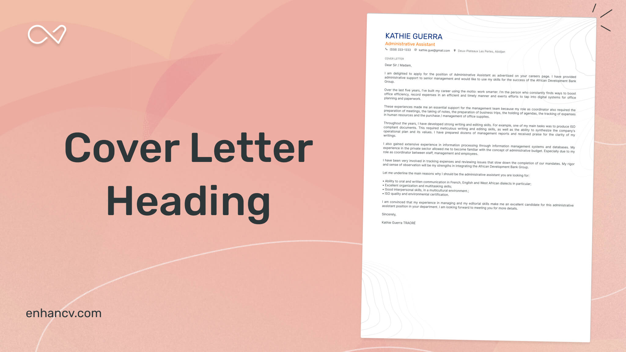 how to write cover letter header