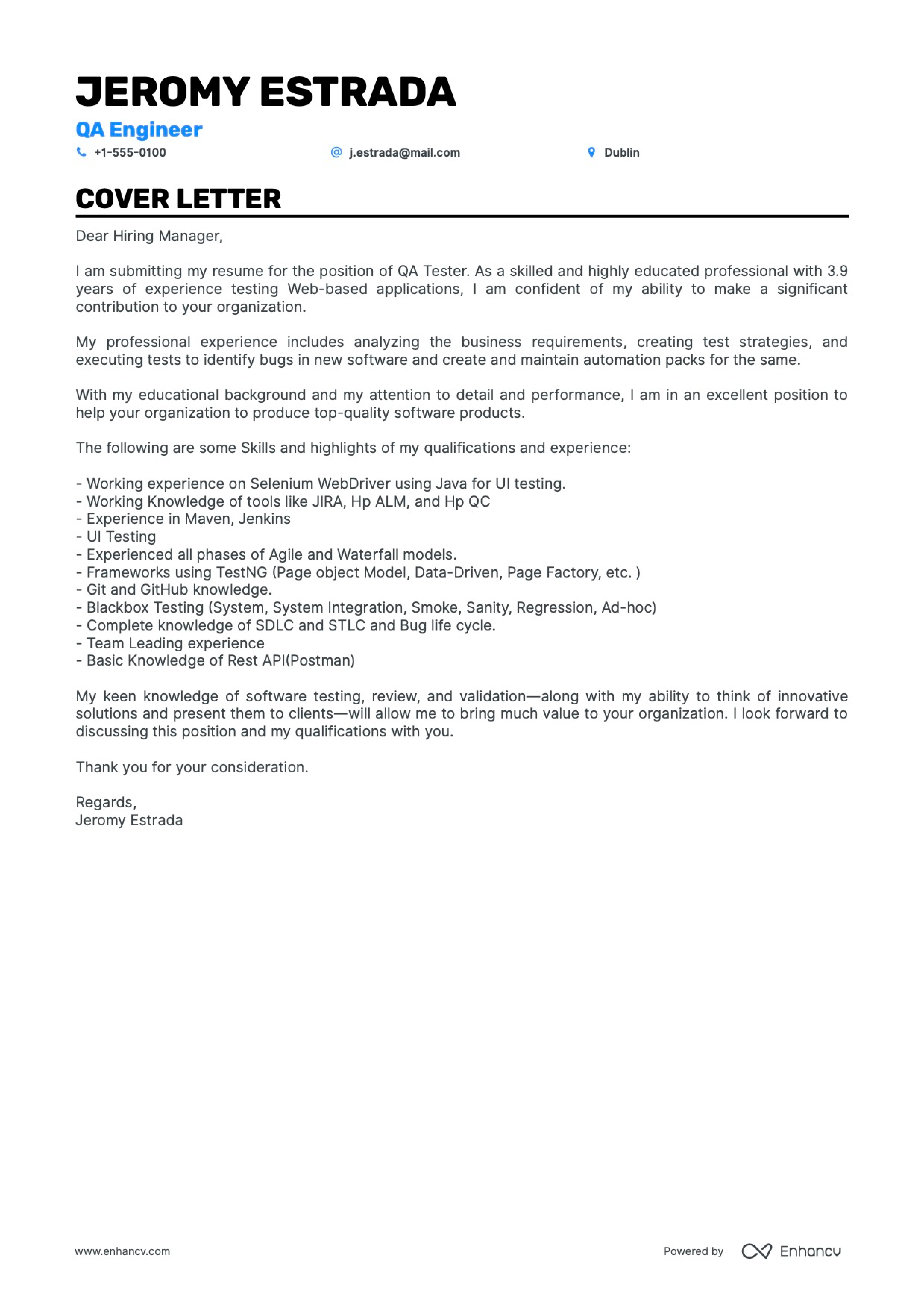 human resources cover letter examples