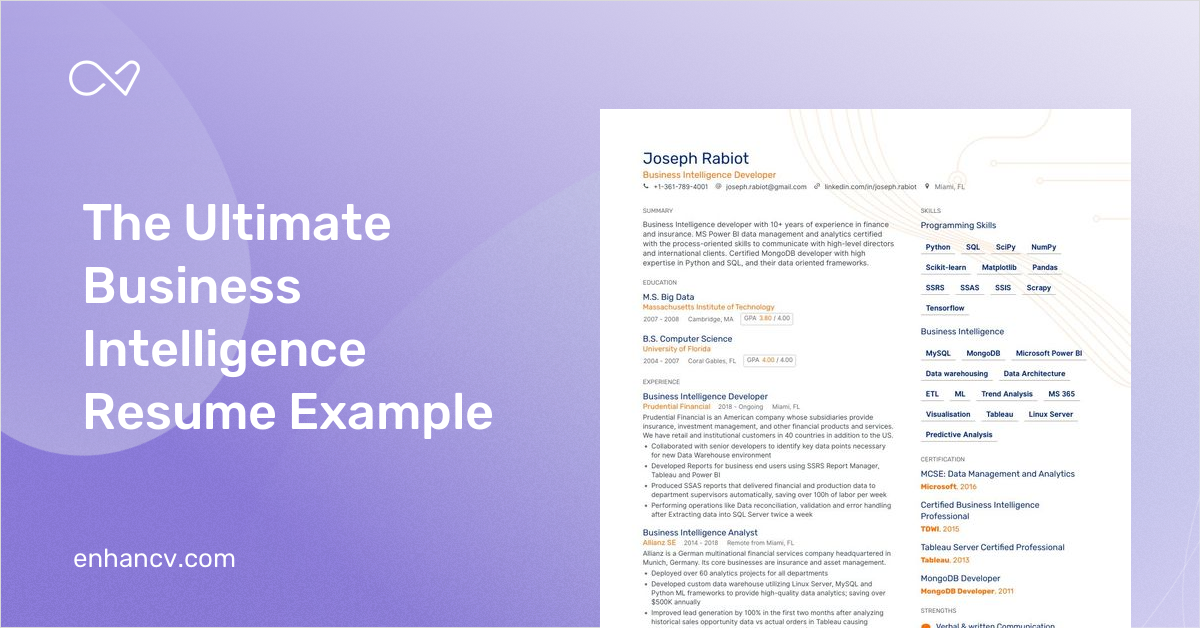 4 Business Intelligence Resume Examples & Guide for 2024