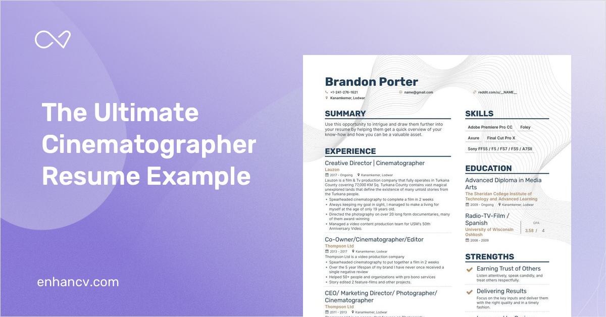 5 Cinematographer Resume Examples Guide For 2023