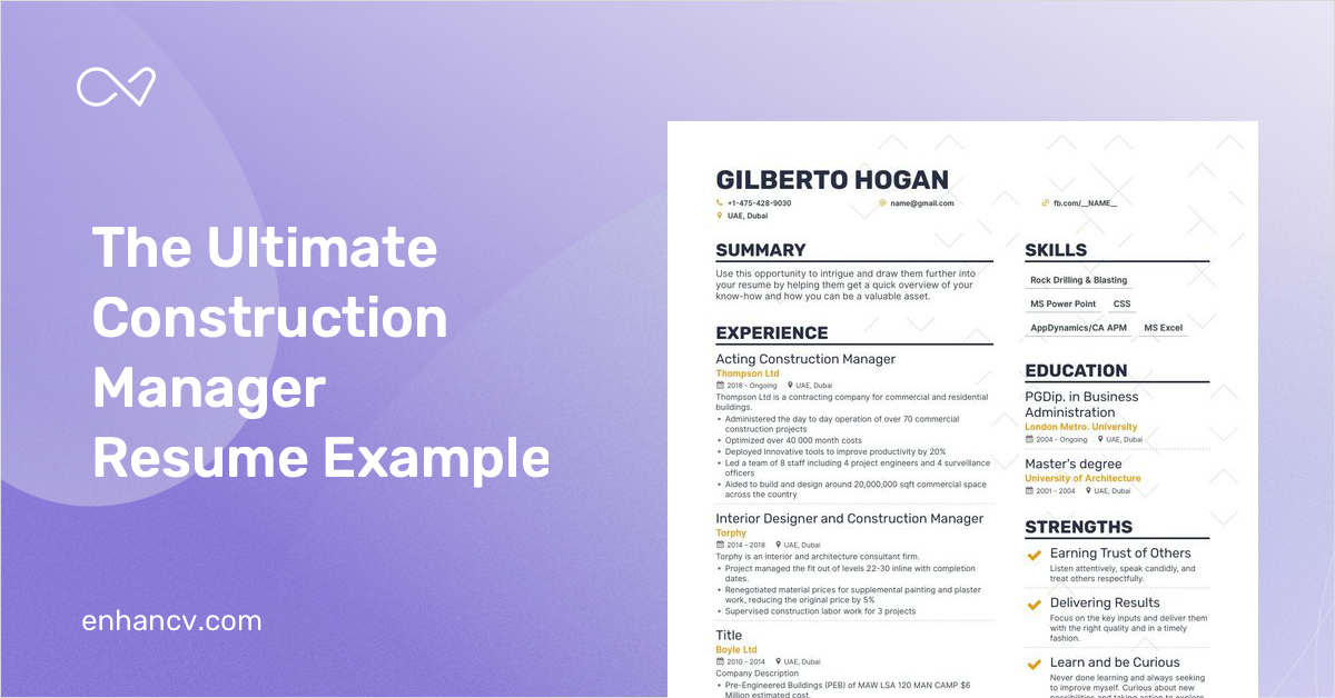 5 Construction Manager Resume Examples & Guide for 2023