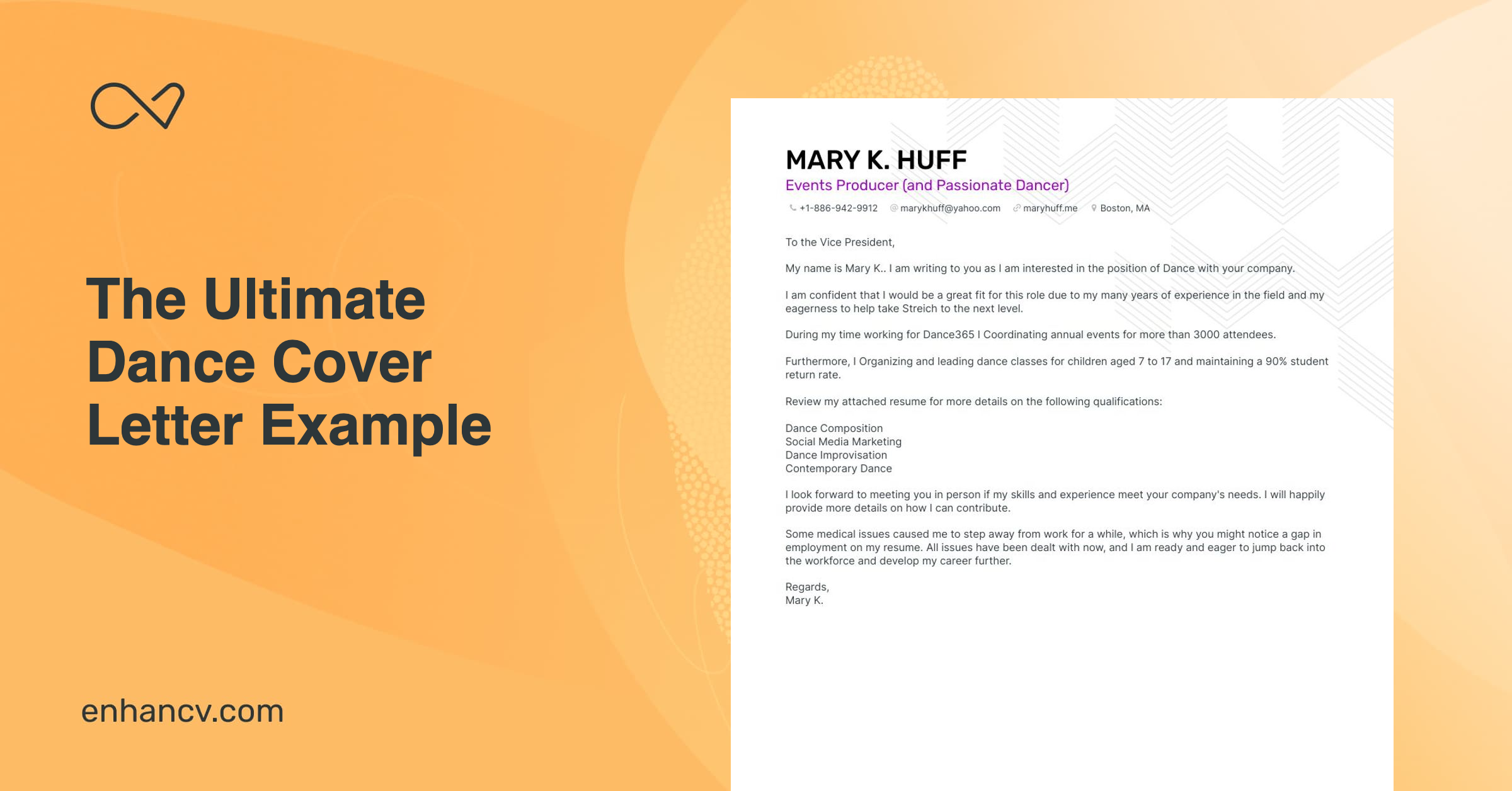 sample application letter for dance position