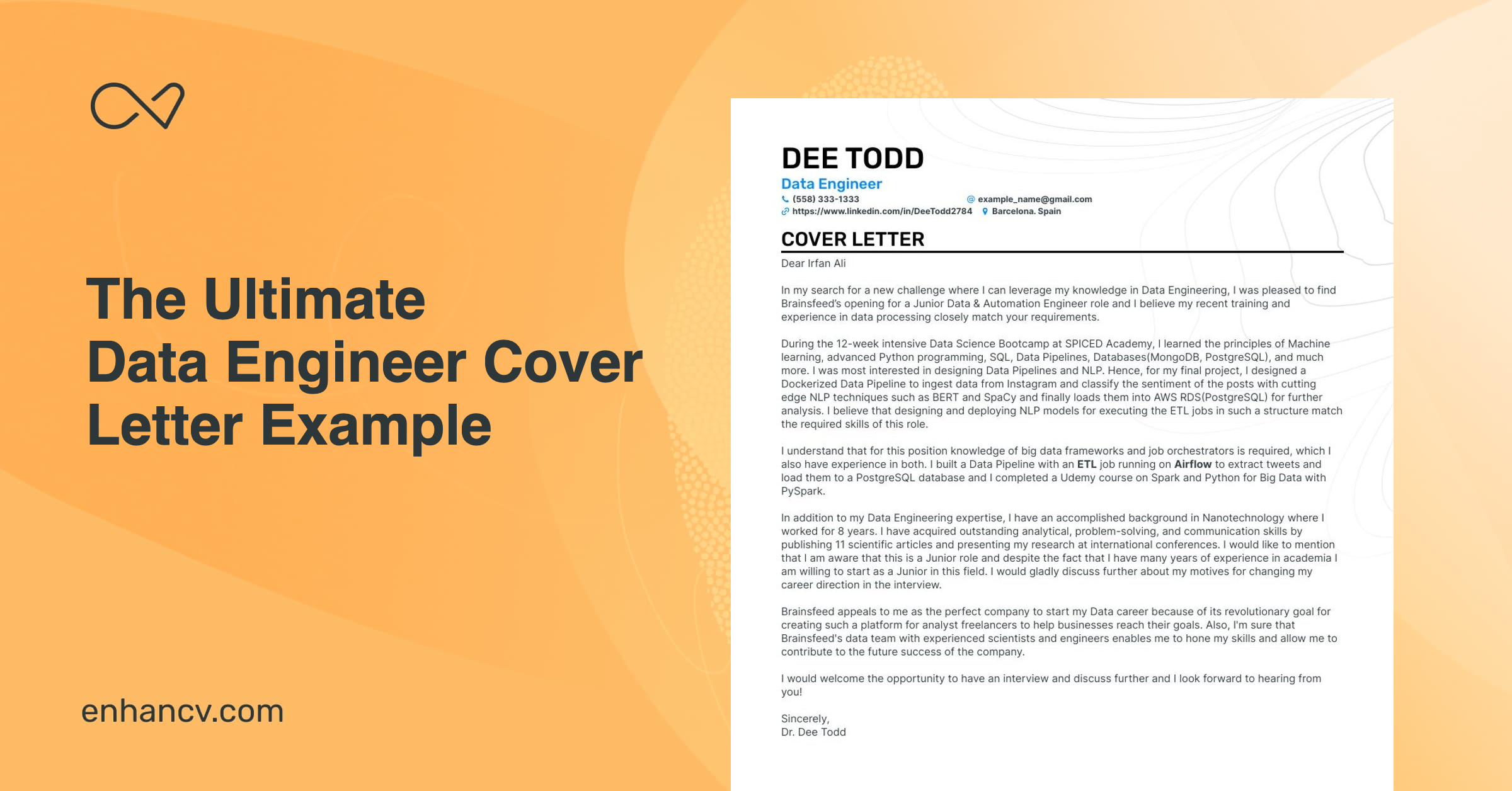 big data engineer cover letter