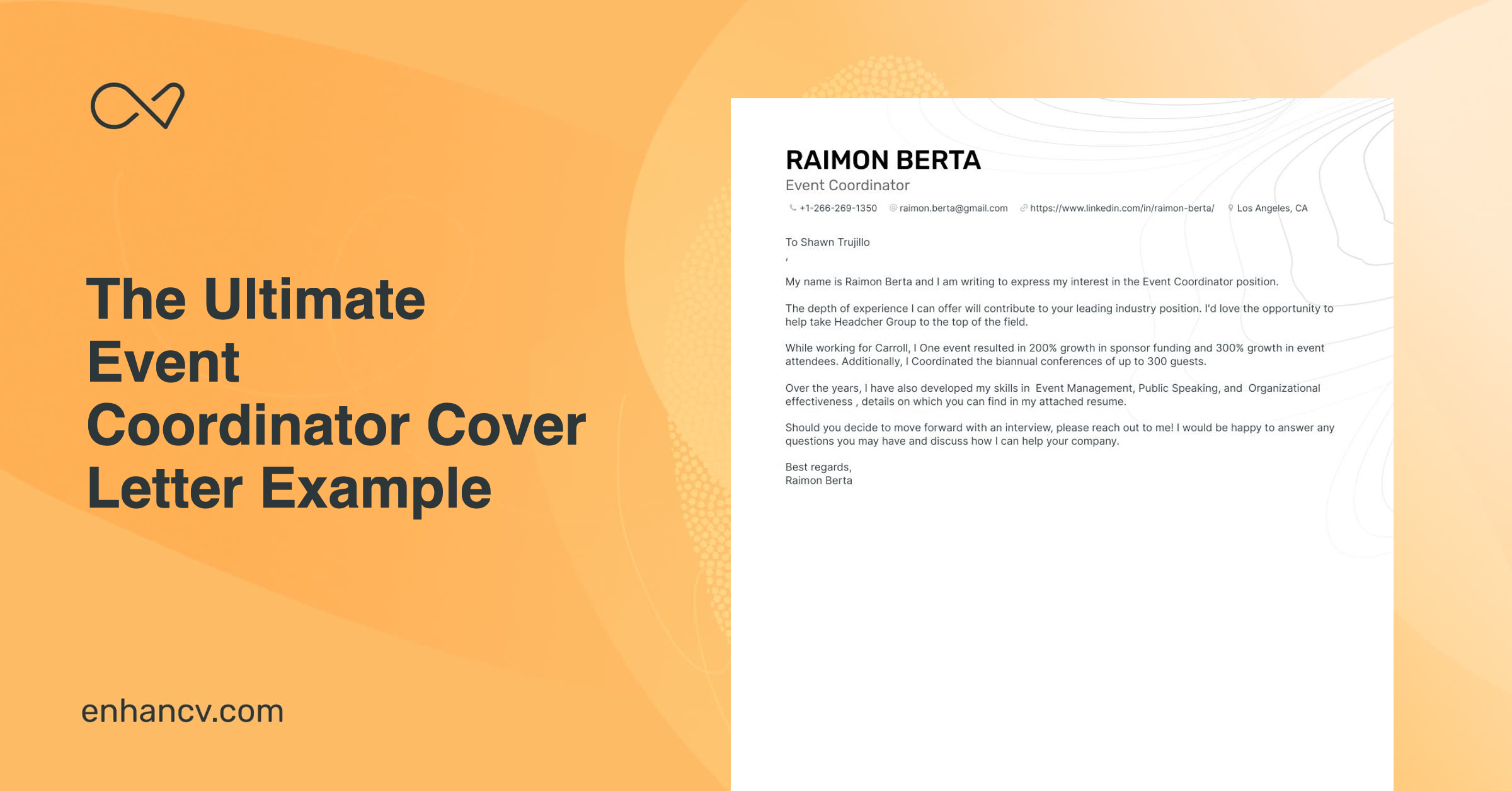 event coordinator cover letter examples