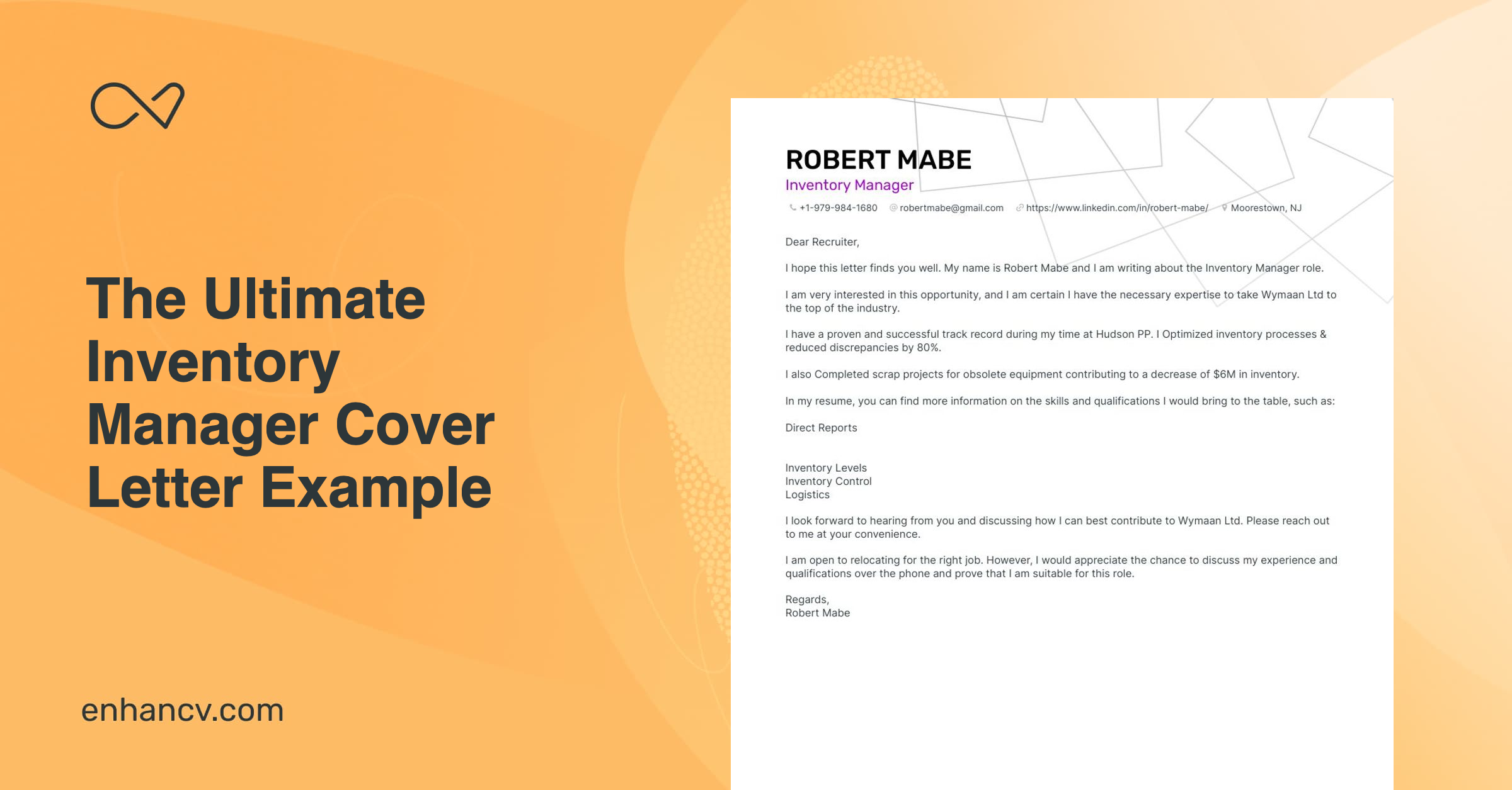 inventory manager cover letter examples