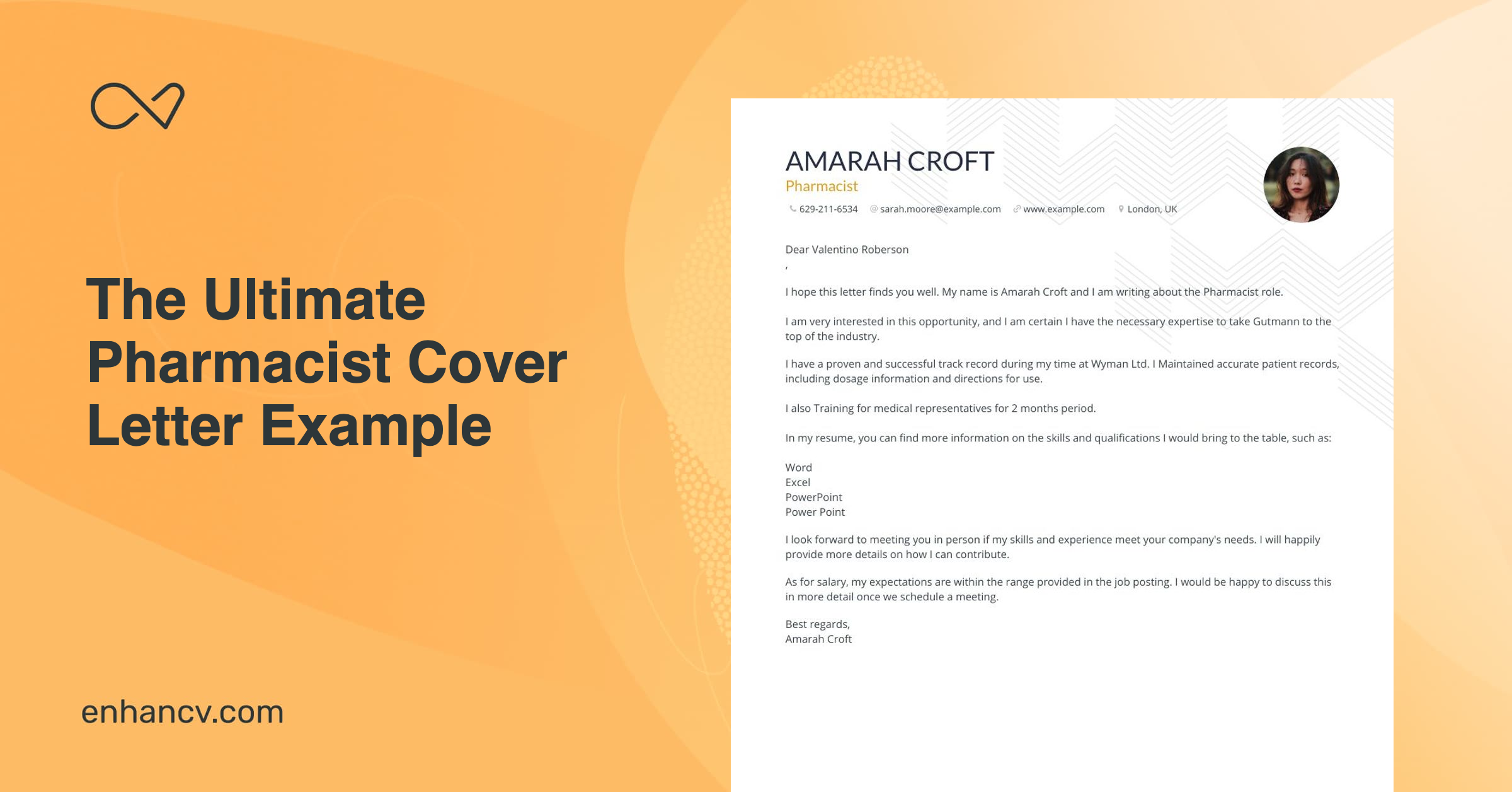 examples of cover letter for a pharmacist