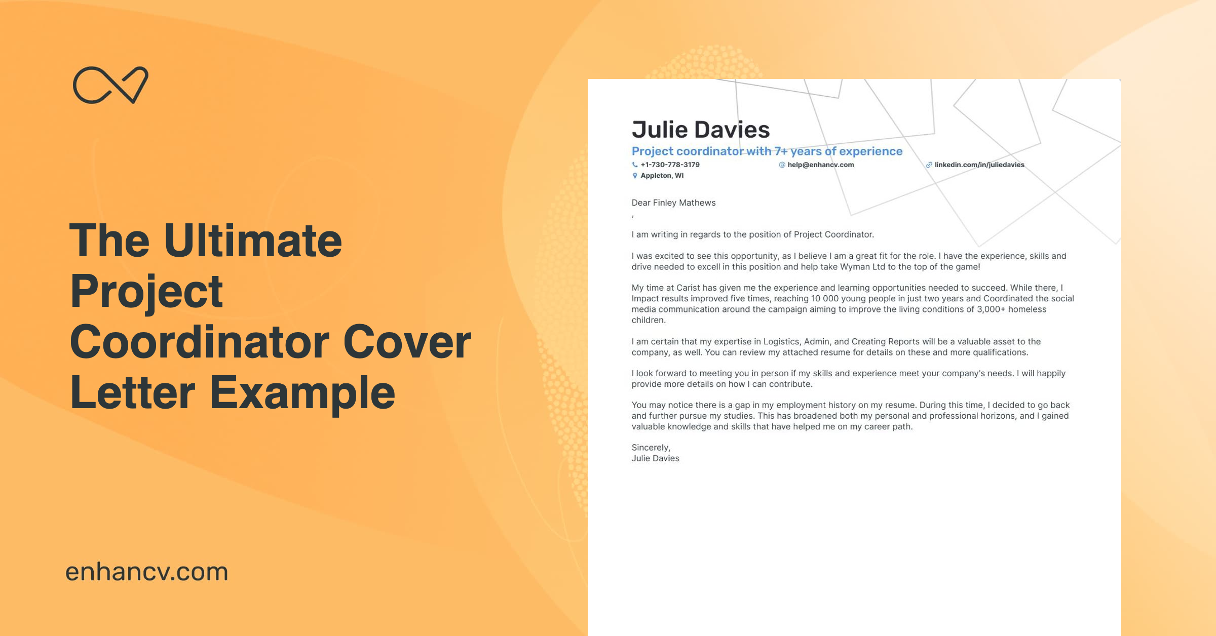 sample cover letter project coordinator