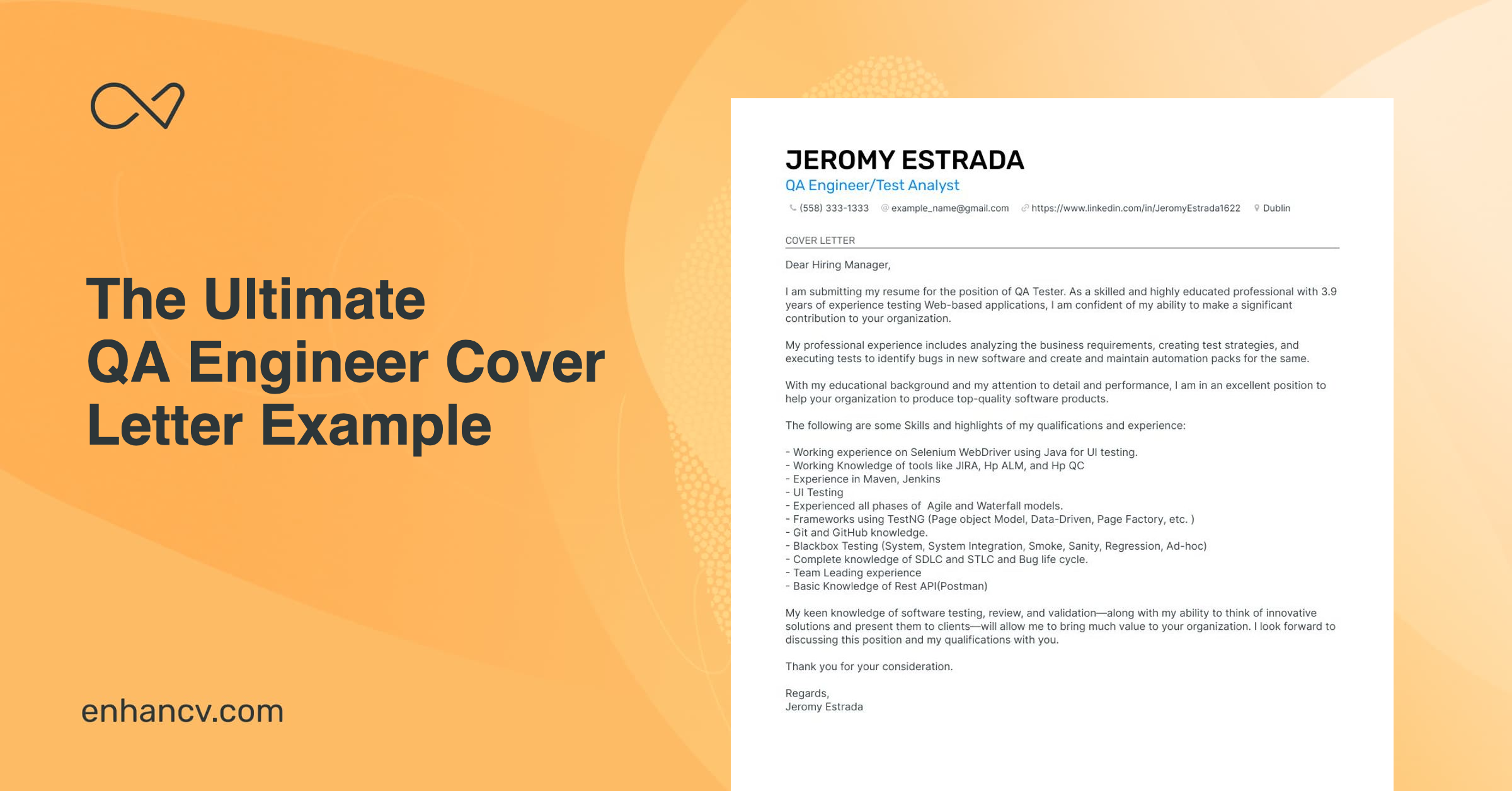perfect cover letter for qa engineer with experience job