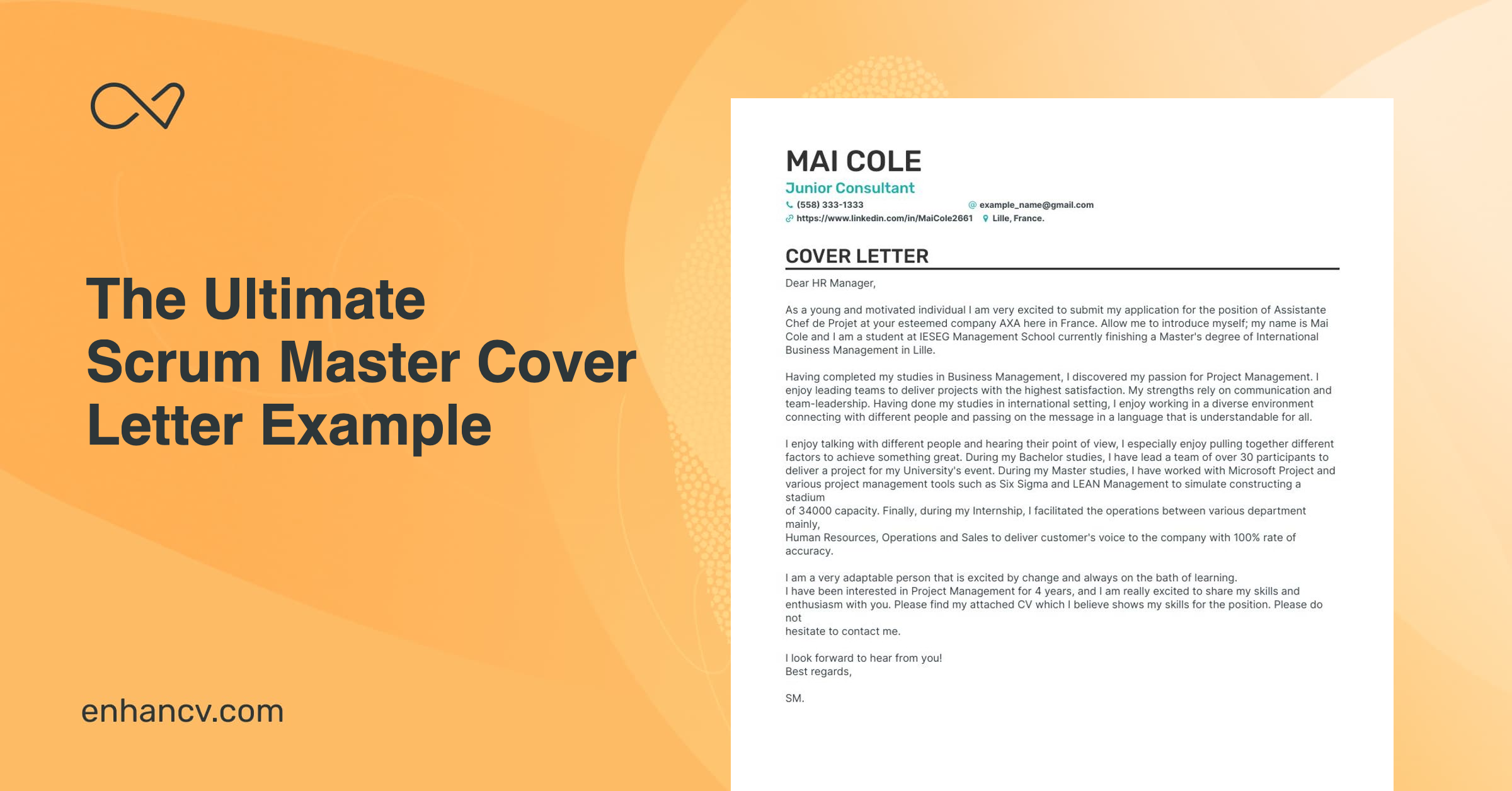 sample cover letter for scrum master job