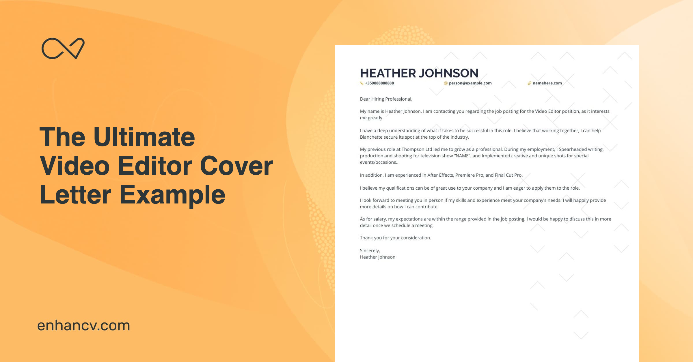 video editor cover letter examples