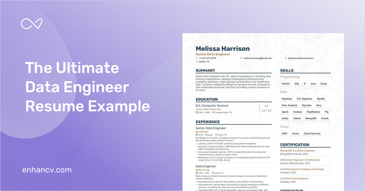 21 Data Engineer Resume Examples & Guide for 2023