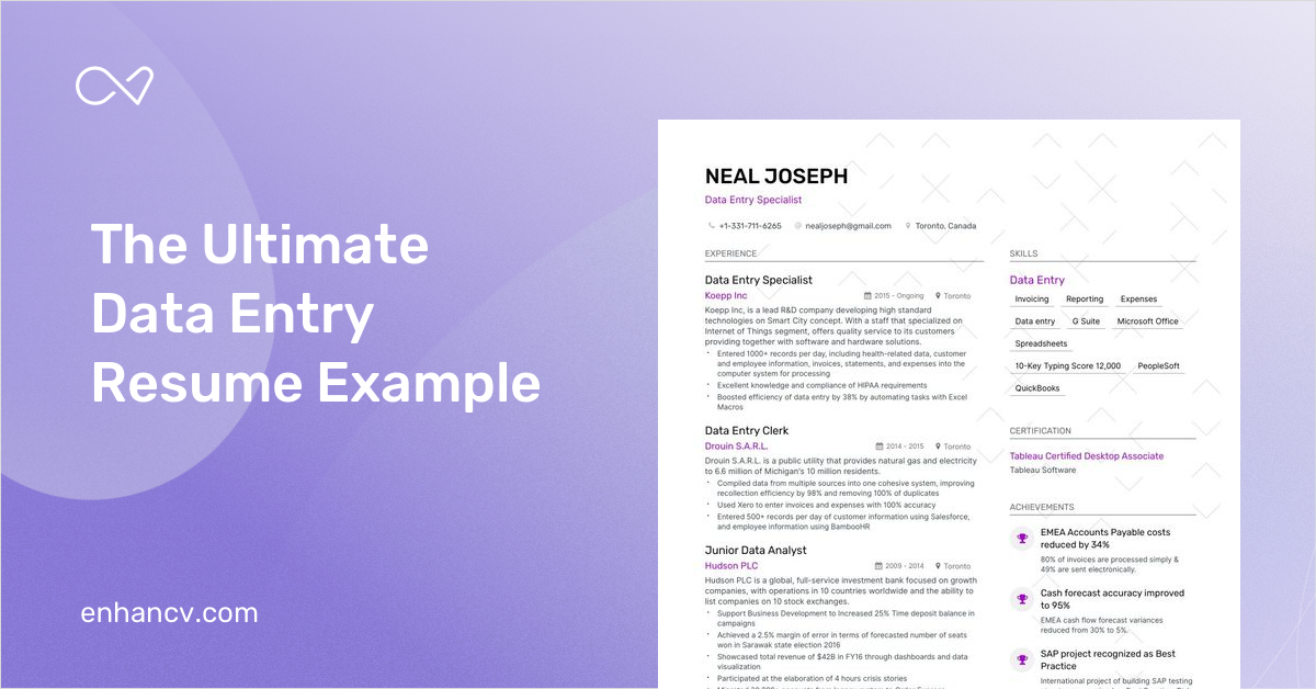 9 Data Entry Resume Examples & Guide for 2024