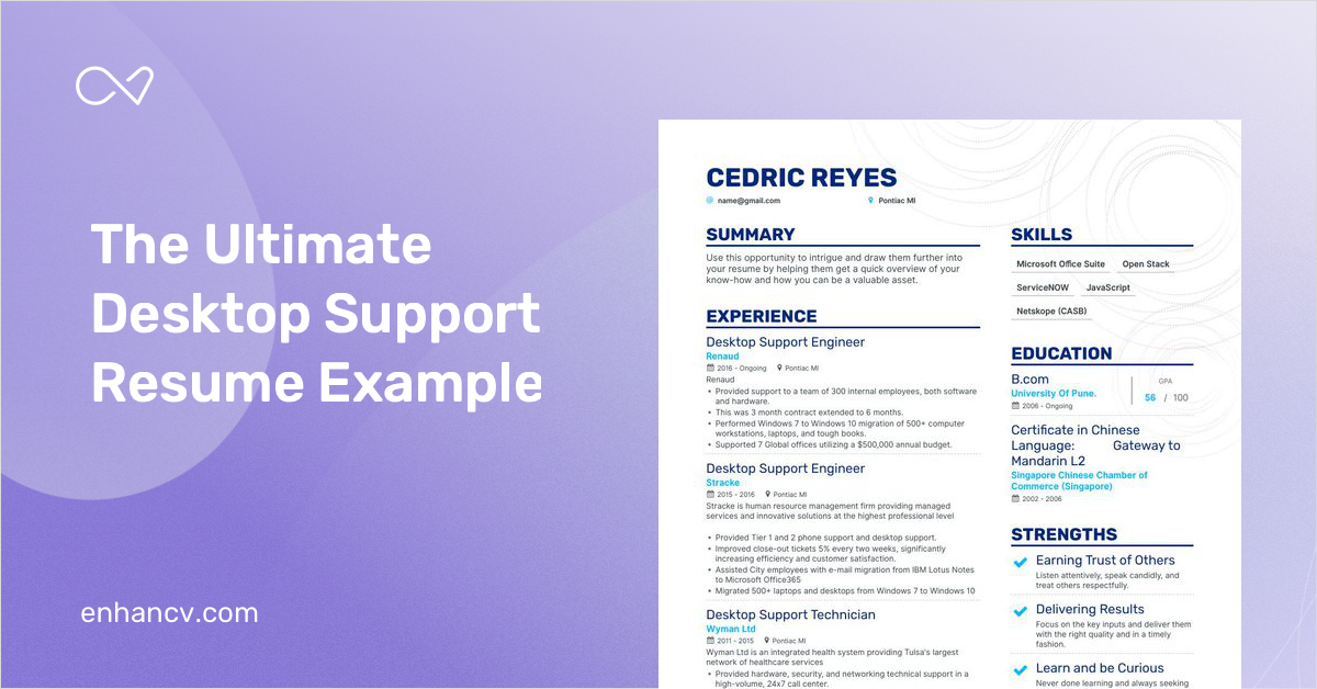 5 Desktop Support Resume Examples Guide For 2023