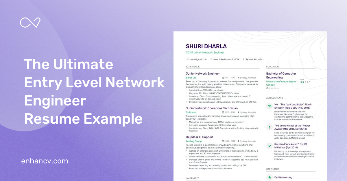 5 Entry Level Network Engineer Resume Examples & Guide for 2023