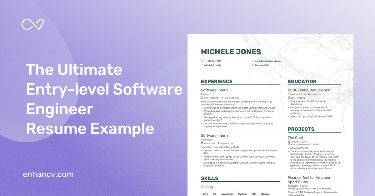 5 Entry Level Software Engineer Resume Examples & Guide for 2024