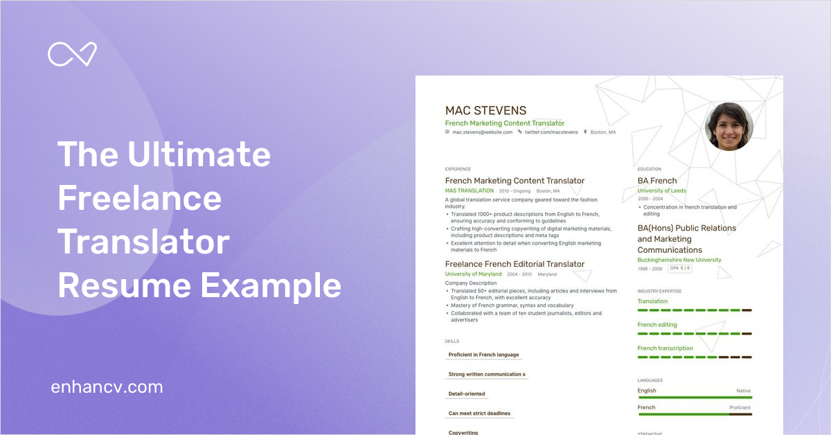 5 Freelance Translator Resume Examples & Guide for 2023