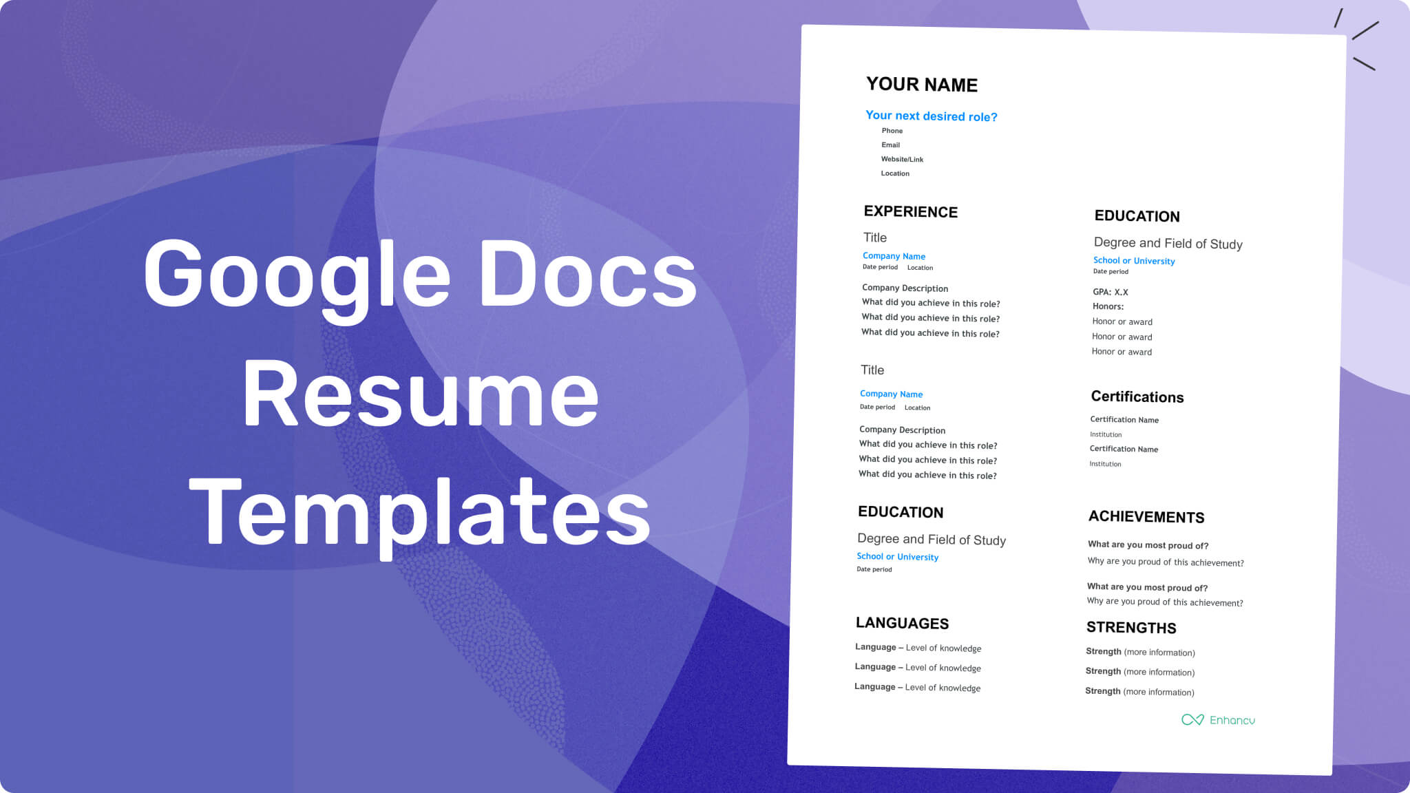 resume templates on google documents