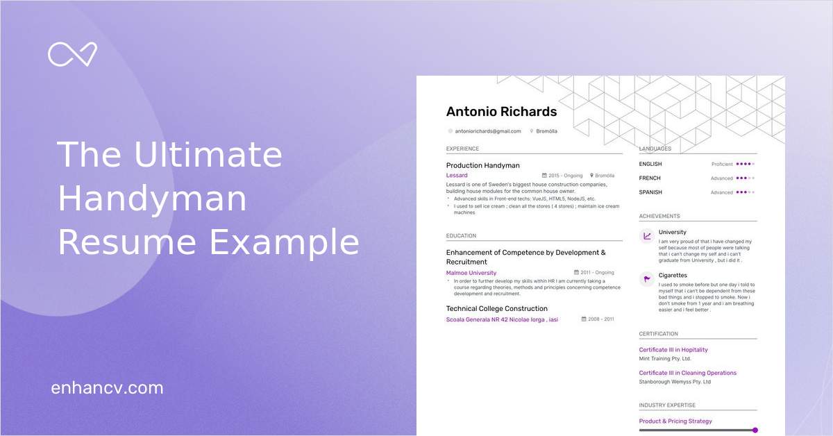 5 Handyman Resume Examples amp Guide - Handyman Resume 13c0a776a8 