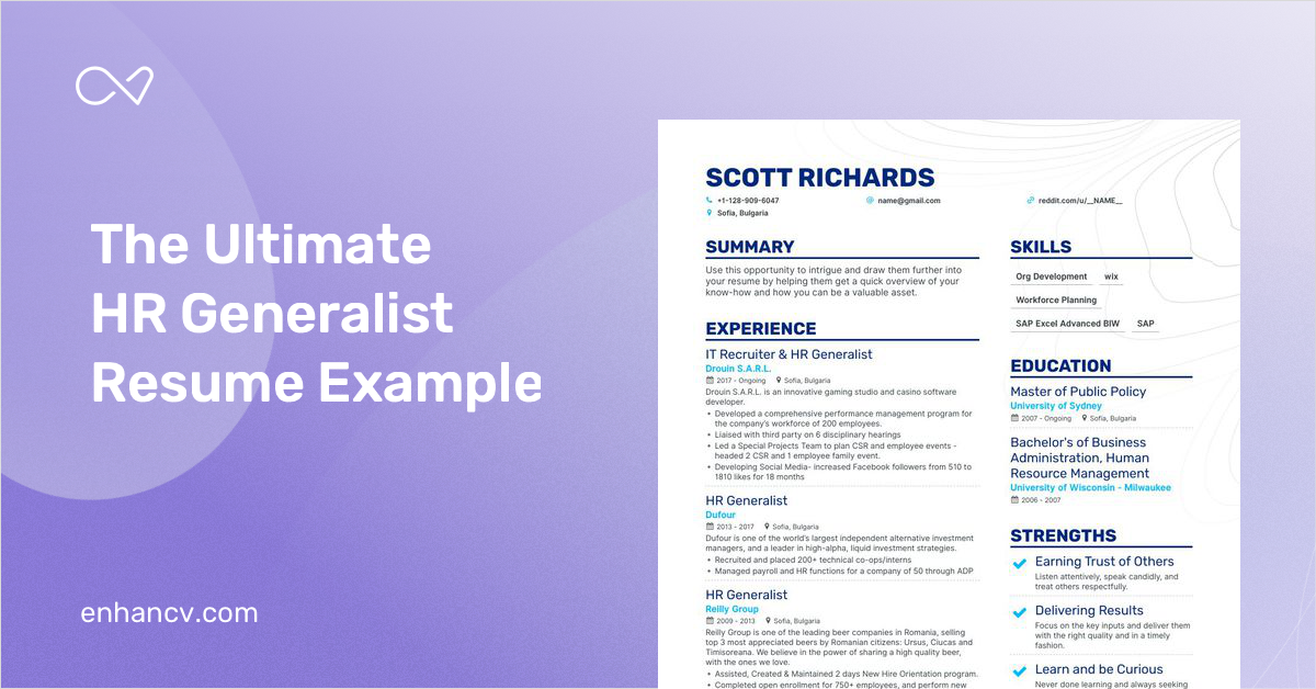 5 Hr Generalist Resume Examples And Guide For 2023