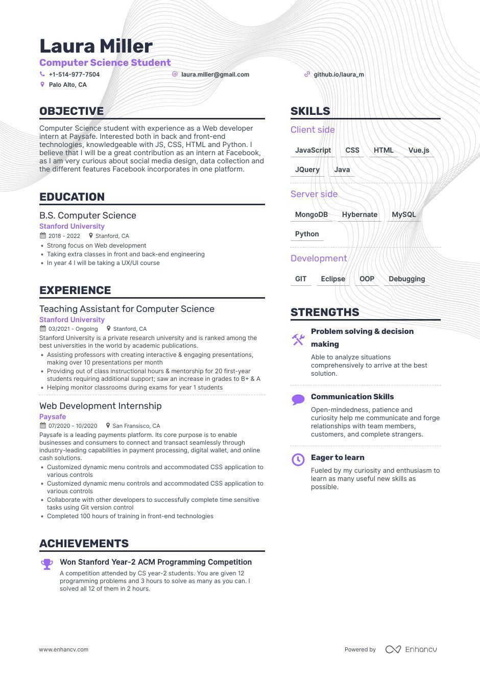 Computer Science Resume Examples & Guide for 2023 (Layout, Skills ...