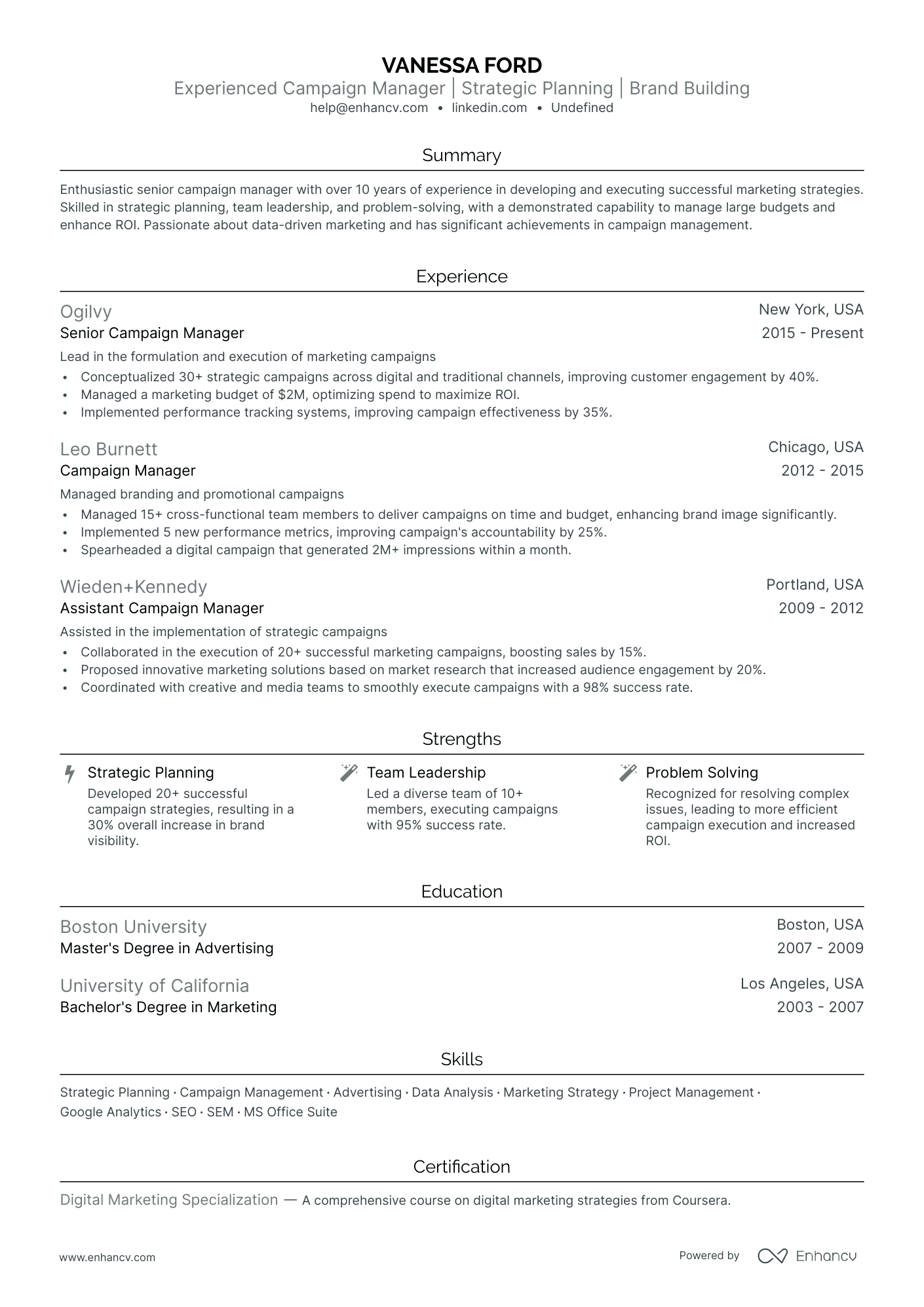 5 Campaign Manager Resume Examples & Guide for 2024