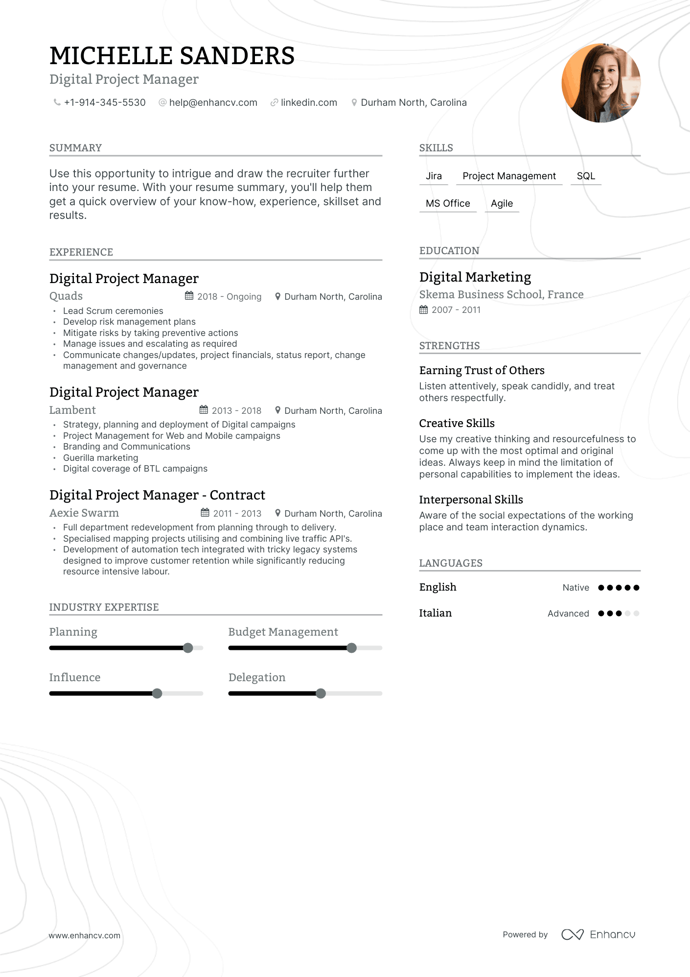 digital project manager resume examples