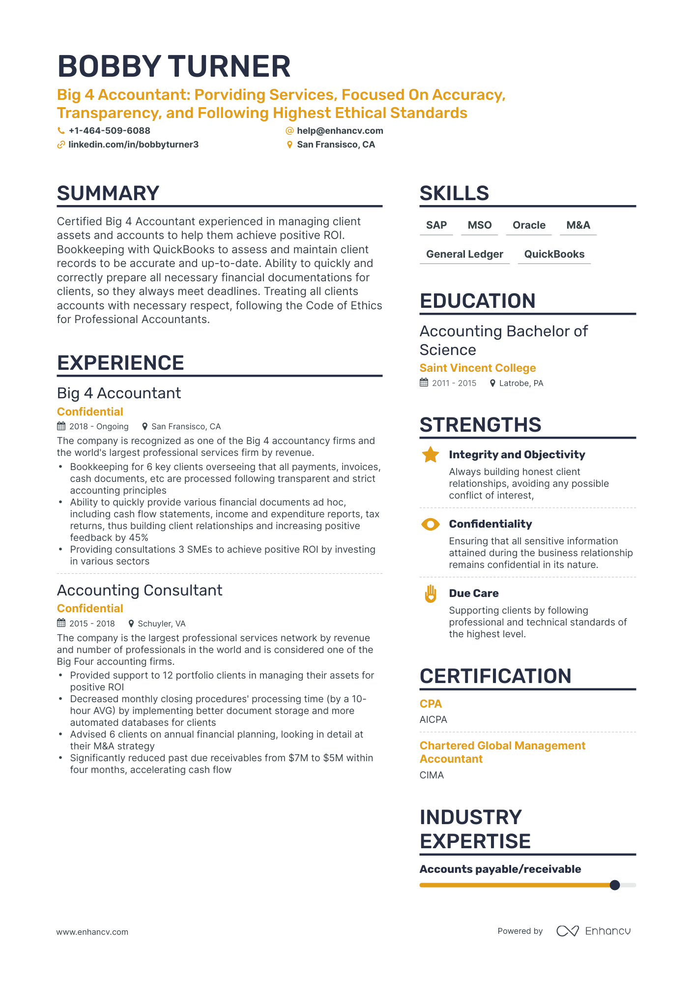 5 Big 4 Accounting Resume Examples And Guide For 2023 9501