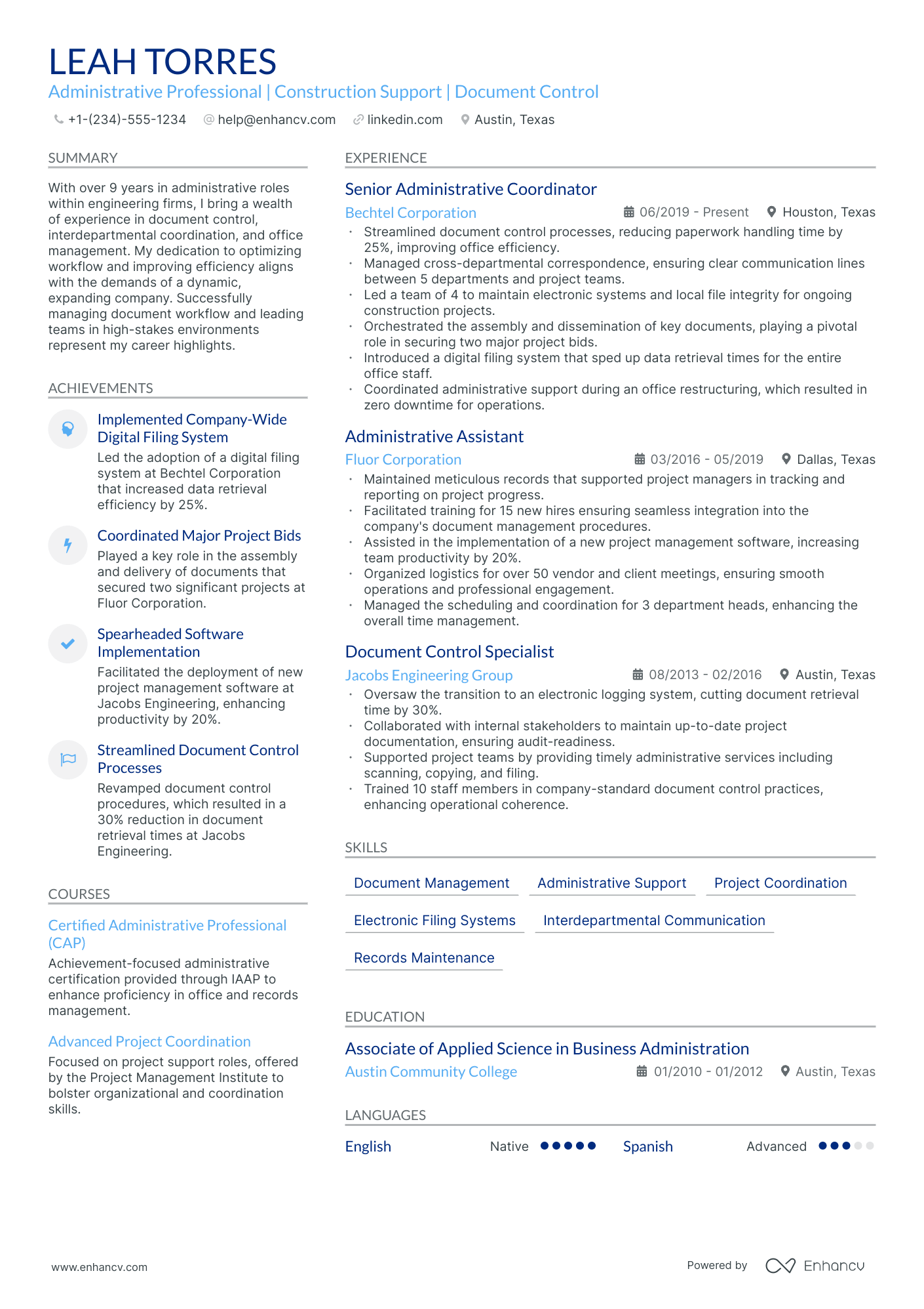 5 Construction Administrative Assistant Resume Examples & Guide for 2024