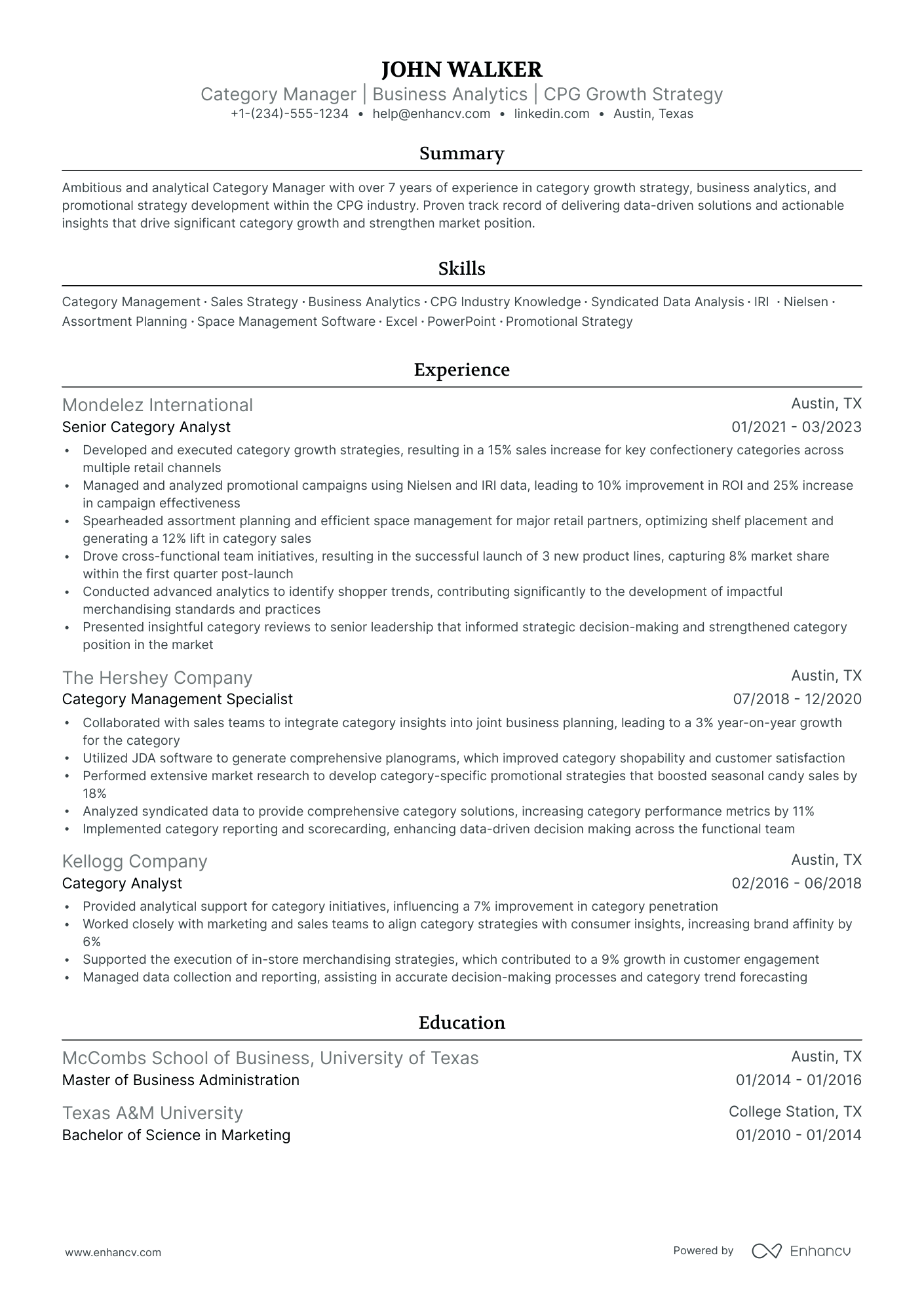 5 Category Manager Resume Examples & Guide for 2024