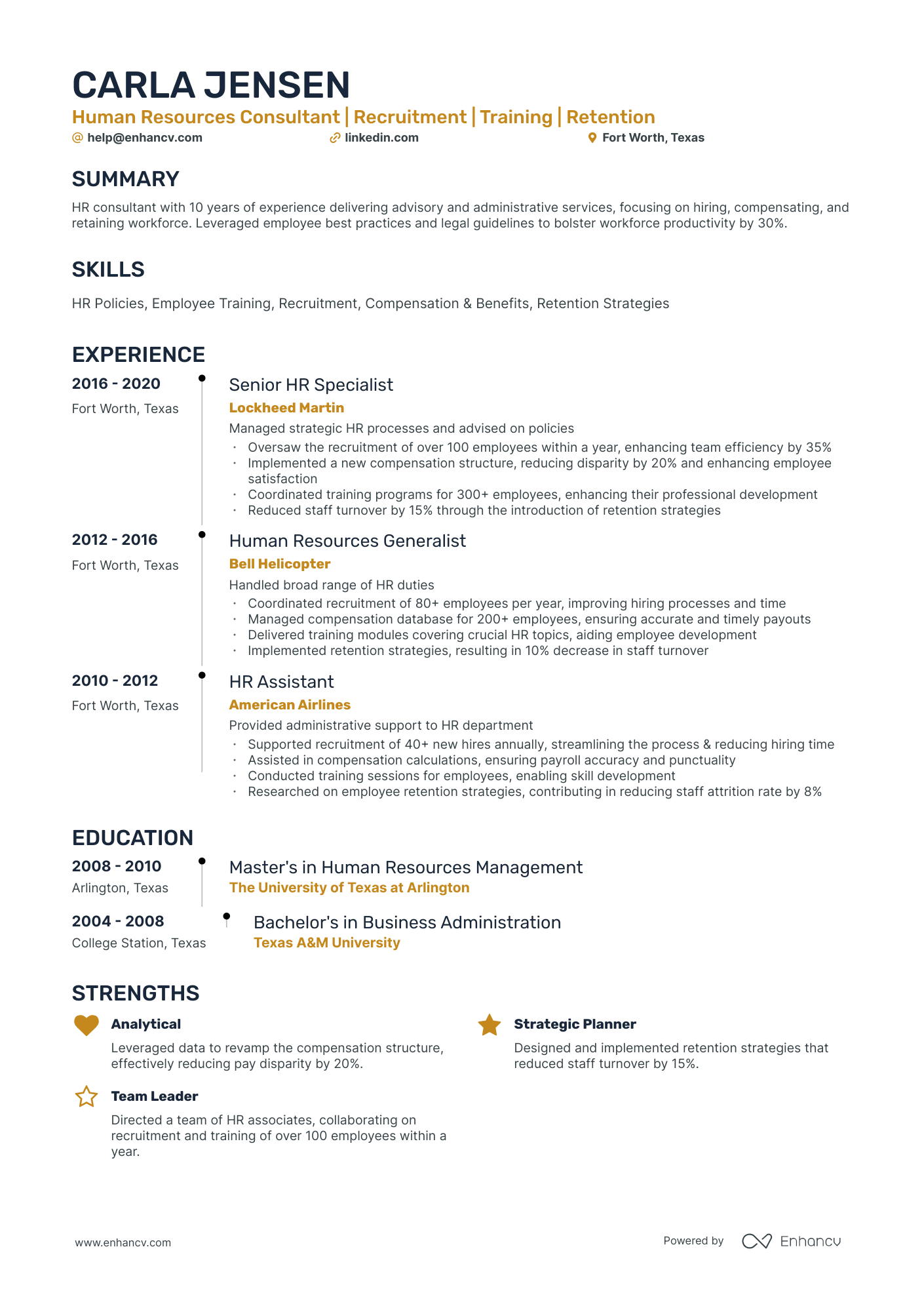 10 Human Resources Consultant Resume Examples & Guide for 2026