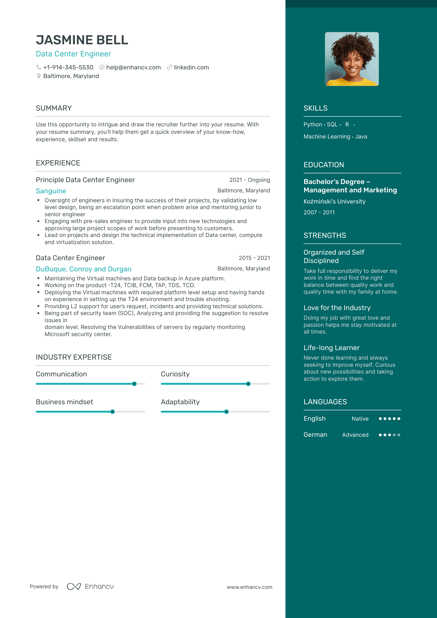 Data Center Engineer Resume Examples & Guide for 2023 (Layout, Skills ...