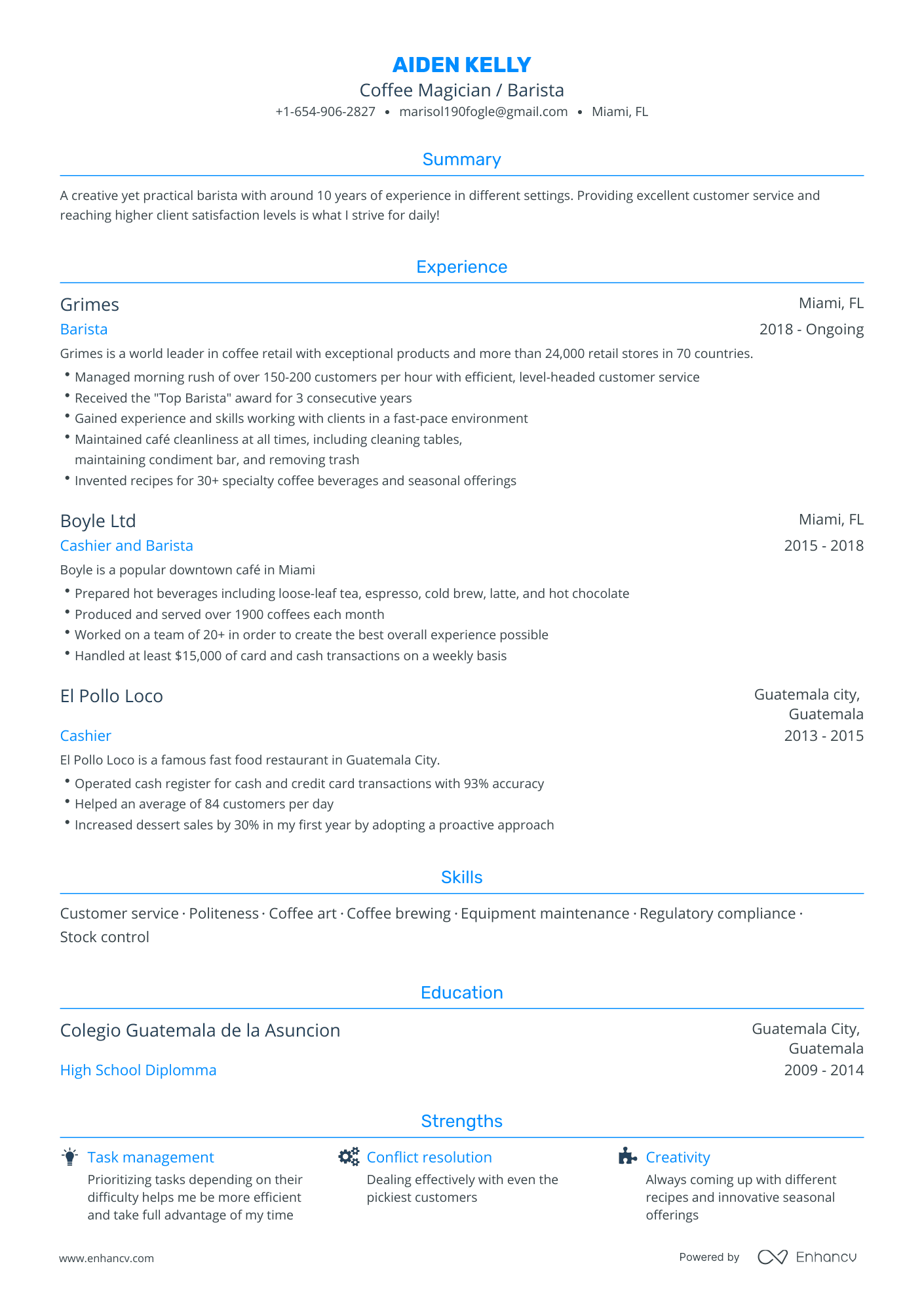 Barista Resume Examples & Guide for 2023 (Layout, Skills, Keywords