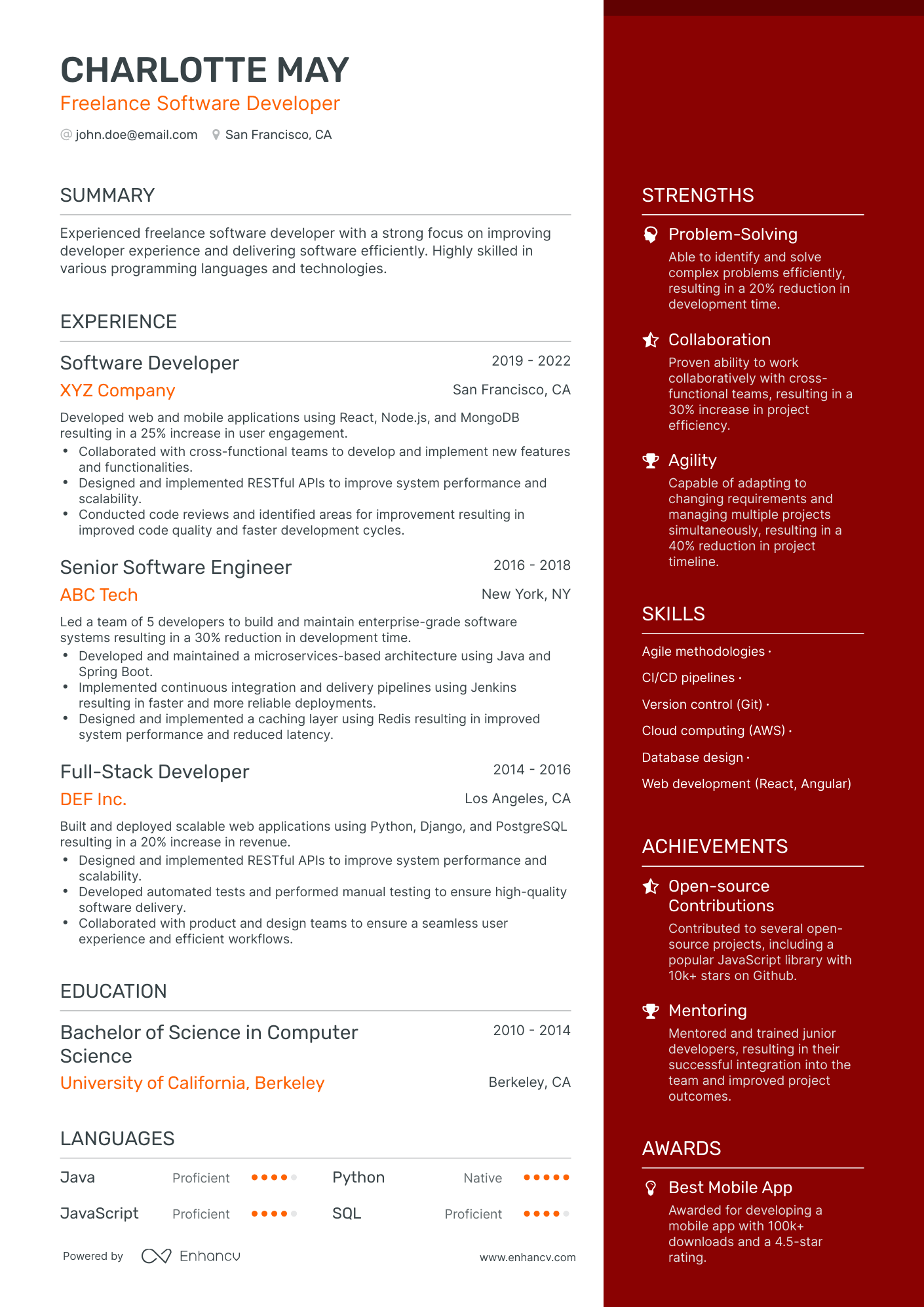 5 Freelance Software Developer Resume Examples & Guide for 2023