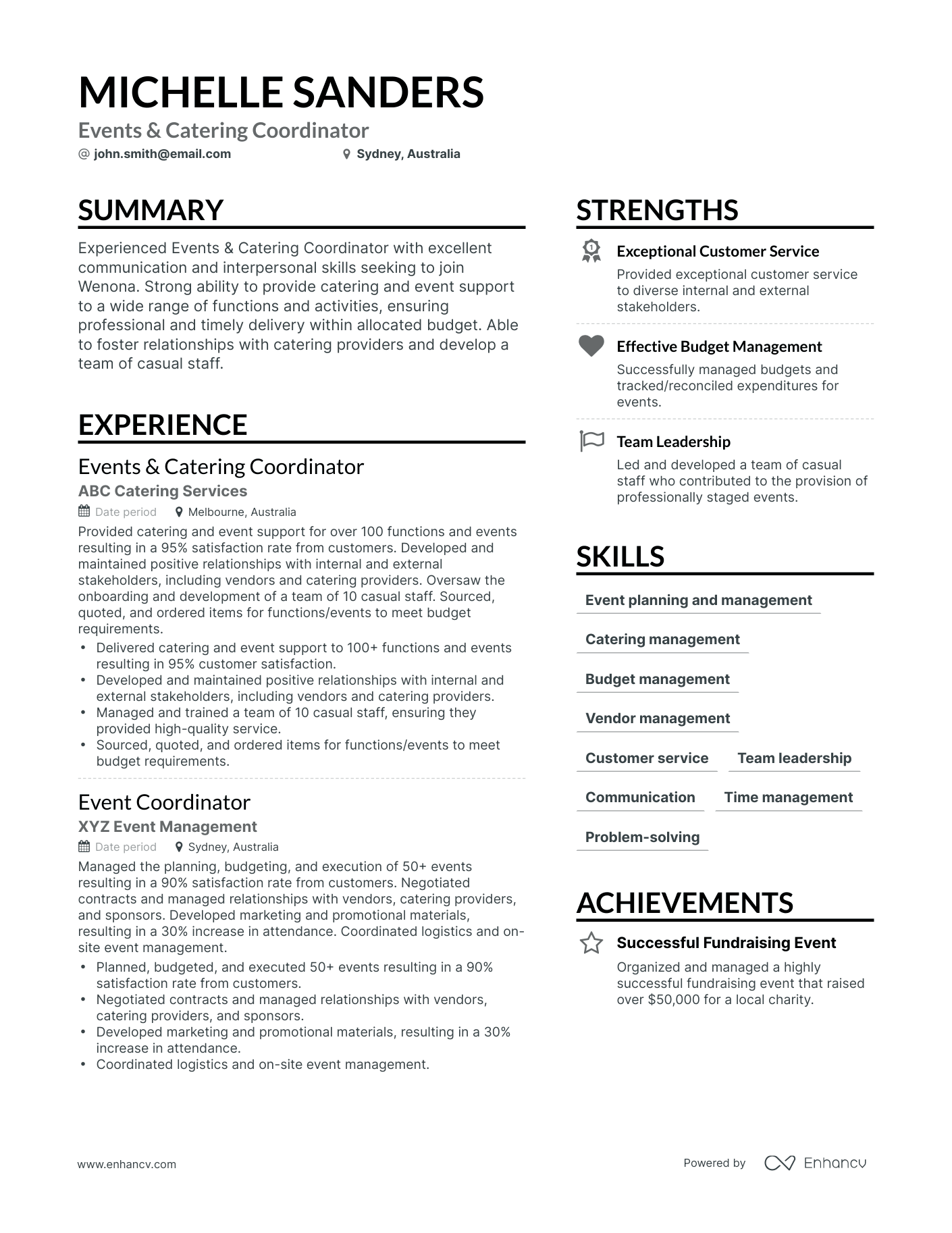 9 Catering Resume Examples & Guide for 2024