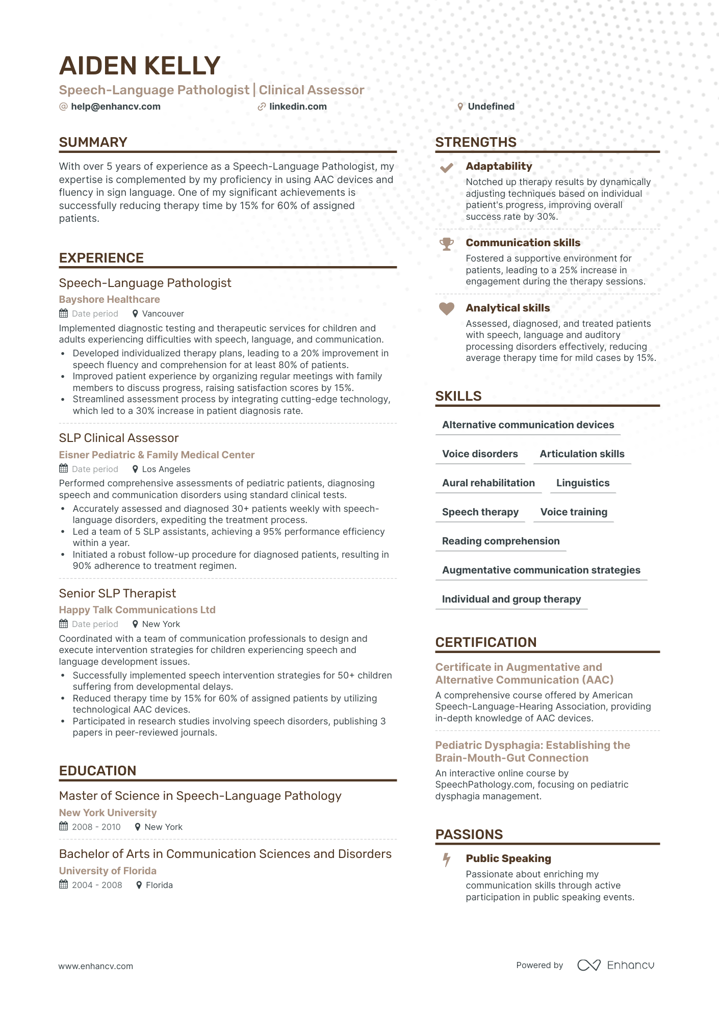 slp grad school resume examples