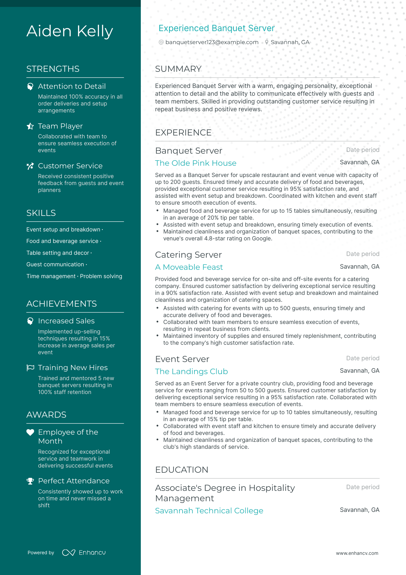 11 Server Resume Examples & Guide for 2024