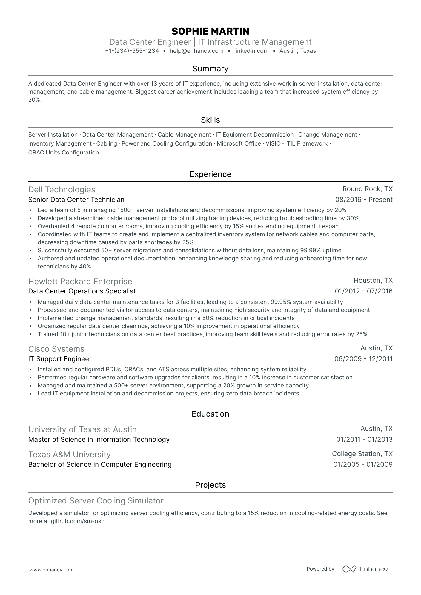 5 Data Center Engineer Resume Examples & Guide for 2024