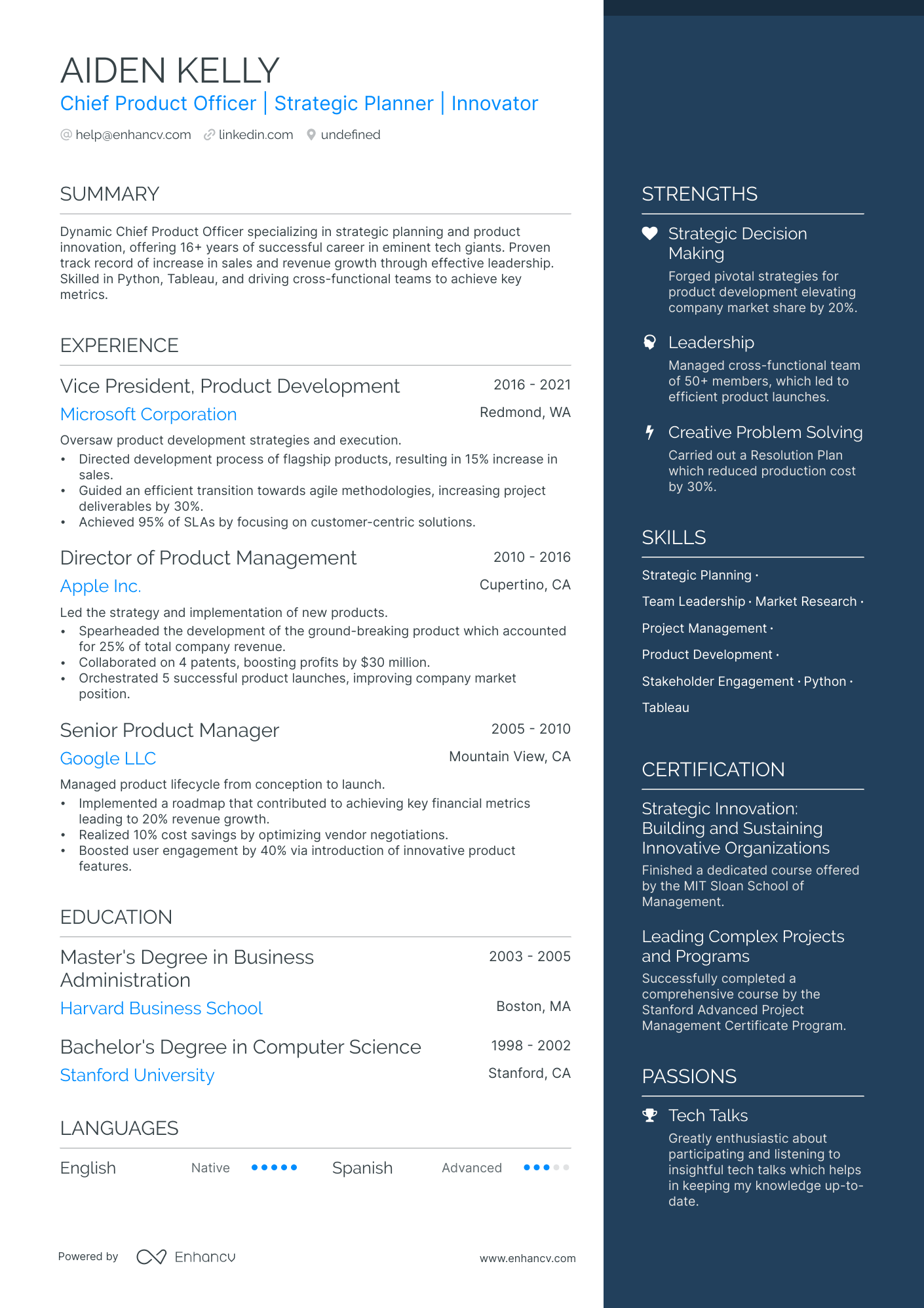 5 Chief Product Officer Resume Examples & Guide for 2024