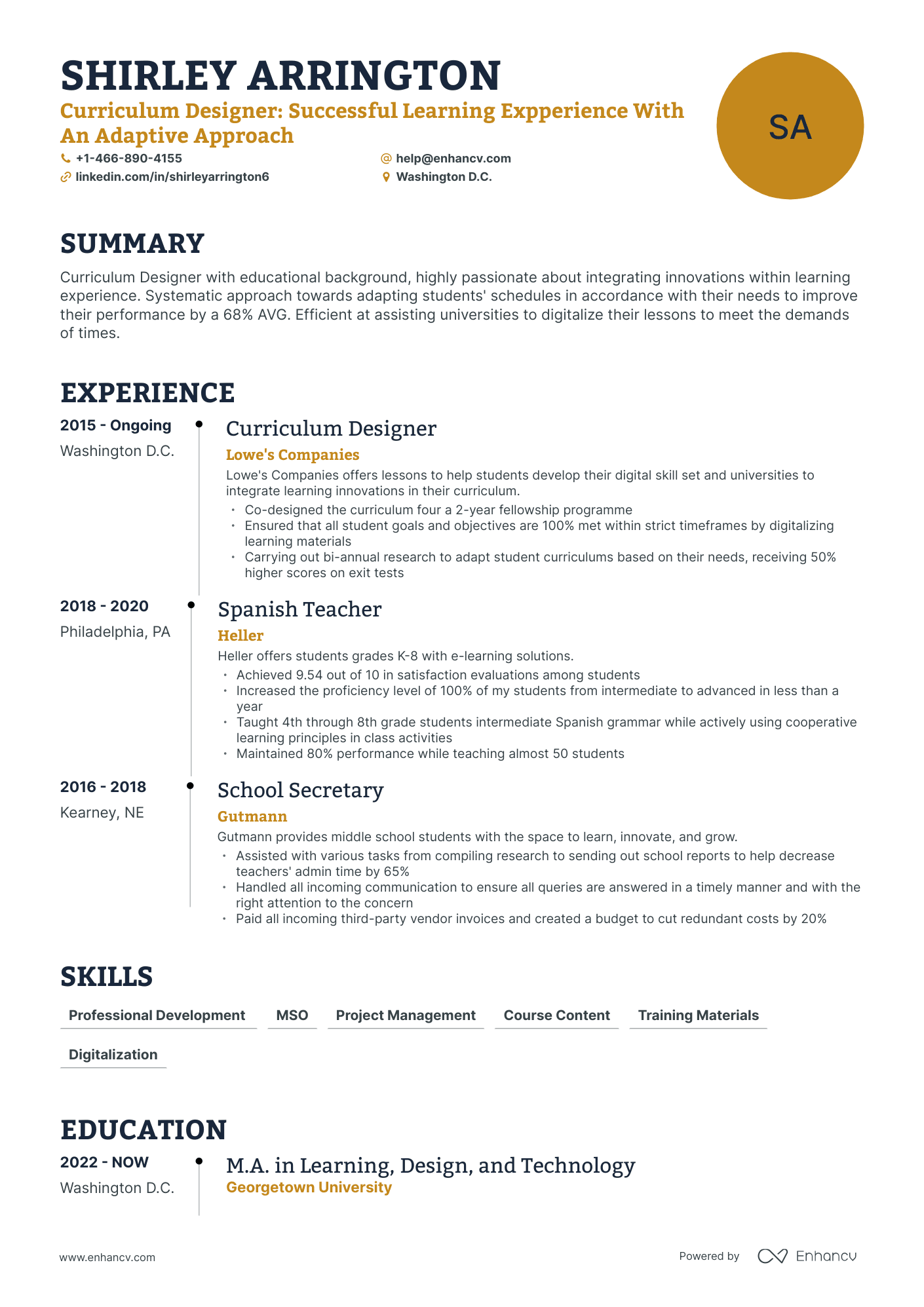 5 Curriculum Designer Resume Examples & Guide for 2024