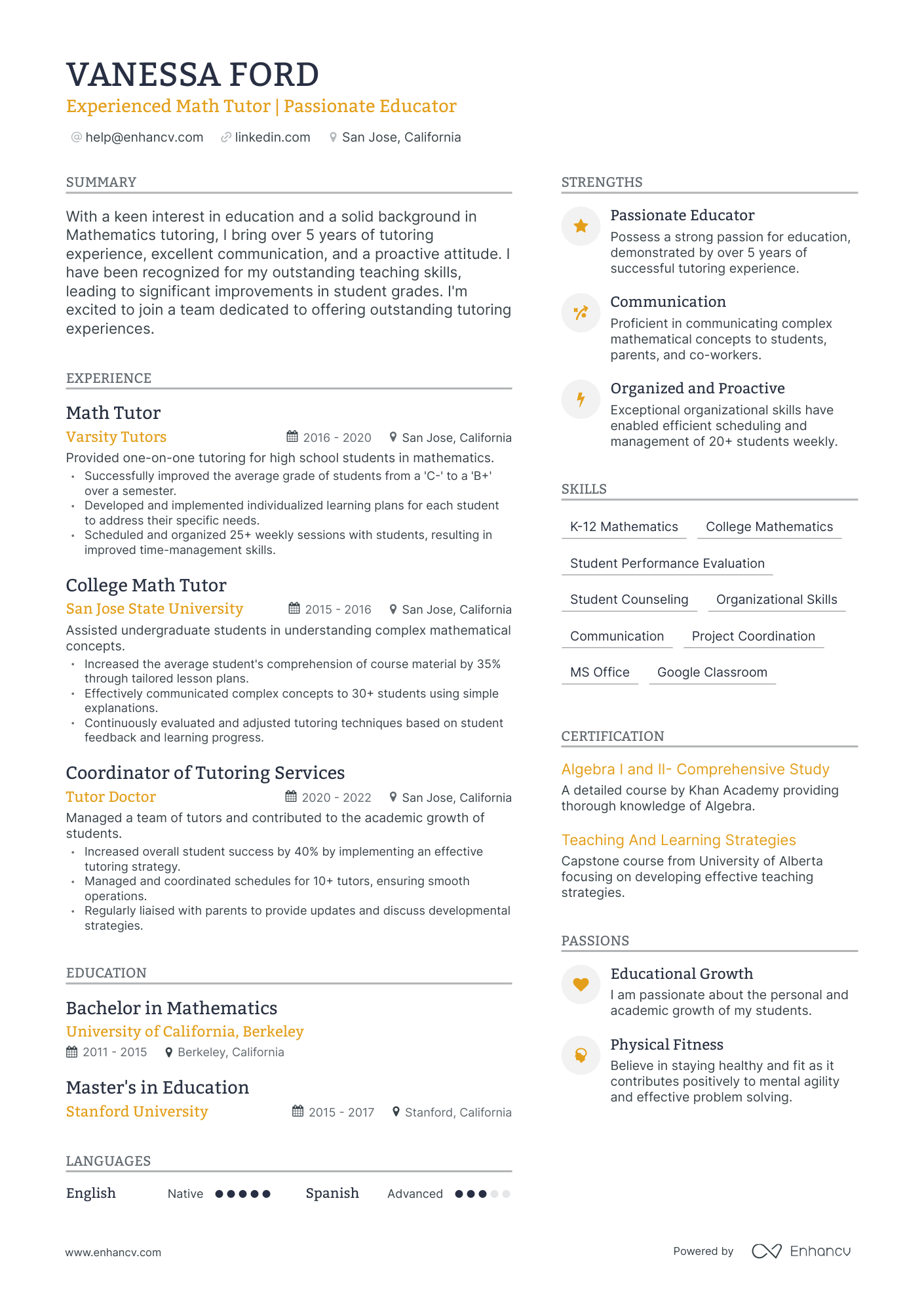 5 Math Tutor Resume Examples & Guide for 2024